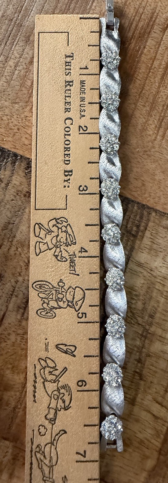Elegant Vintage Trifari Silver Tone Bracelet with White Rhinestones 7” 1960’s