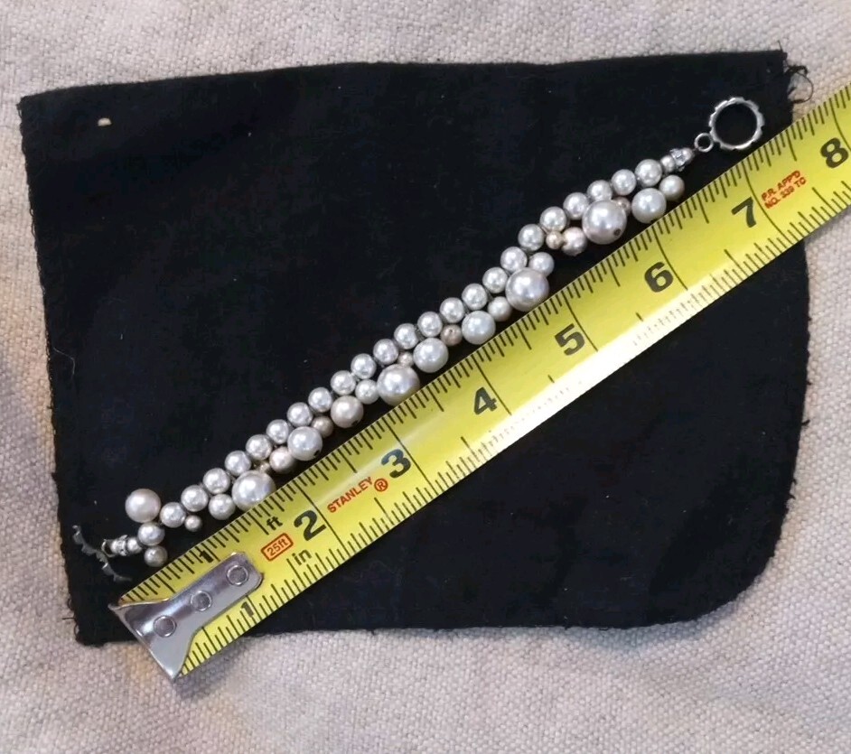 Vintage Cluster Pearl & Diamond Bracelet, Costume Jewelry