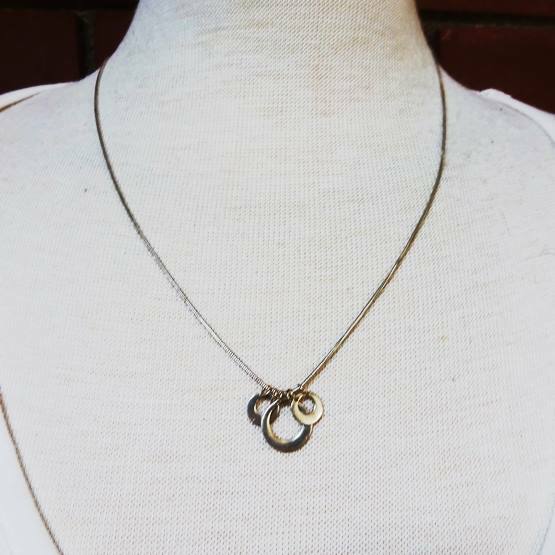 Dainty Vintage Sterling Silver 20″ Necklace w/ Dangly Hammered Circle s Pendants