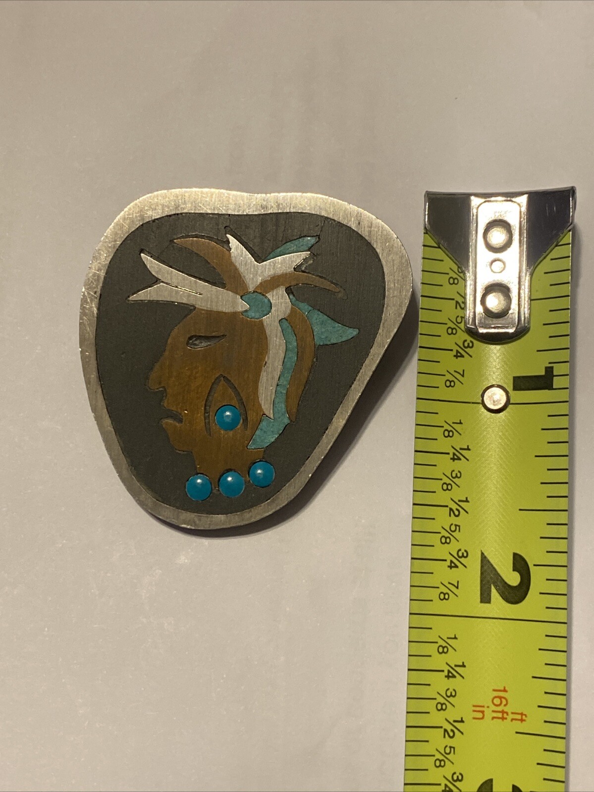 Mid Century Tono Piedra Negra Sterling Turquoise Taxco AC T 127 Pendant/Brooch