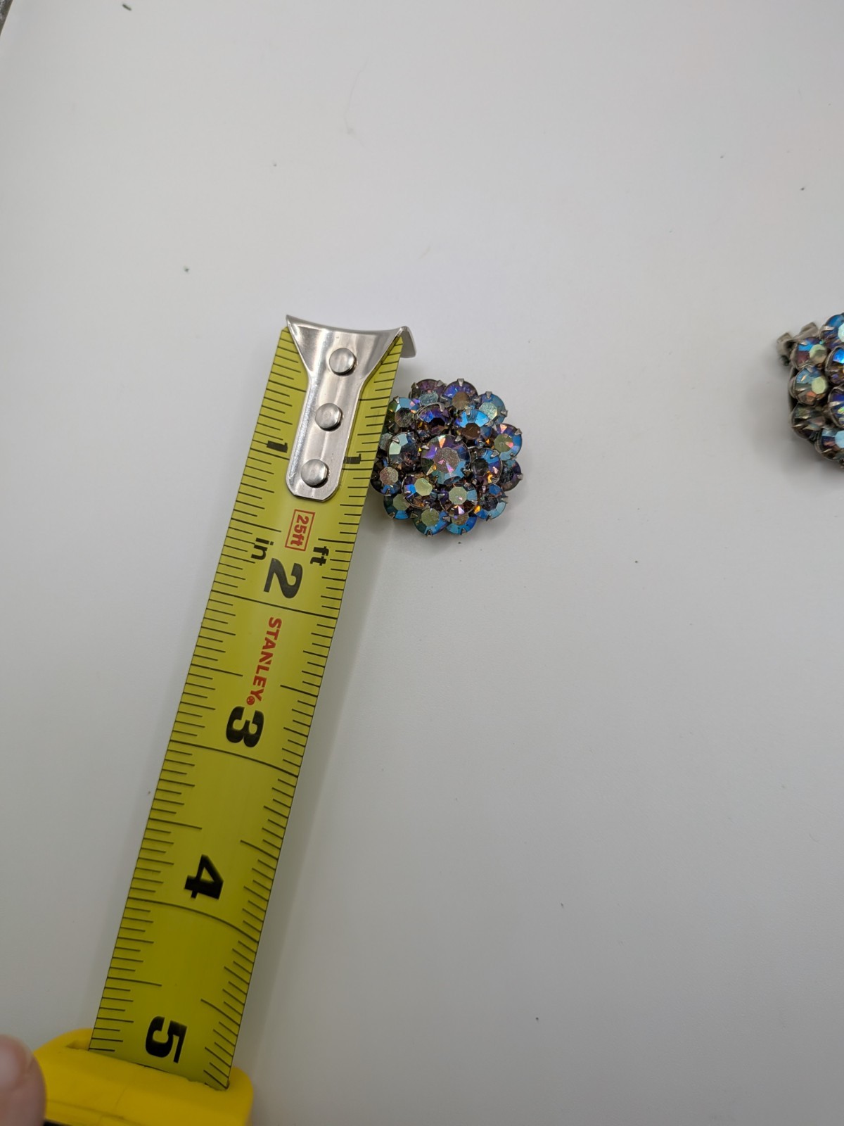 Vintage Blue Aurora Borealis AB Rhinestone Clip On Earrings Cluster Prong Set