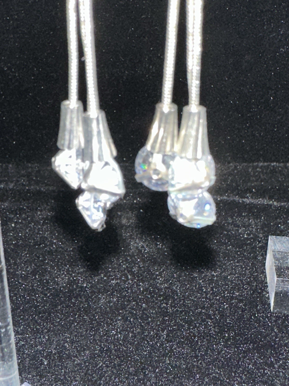 Vintage Lot of 3 Pierced Dangle Earrings Silver Tone With Sparkle