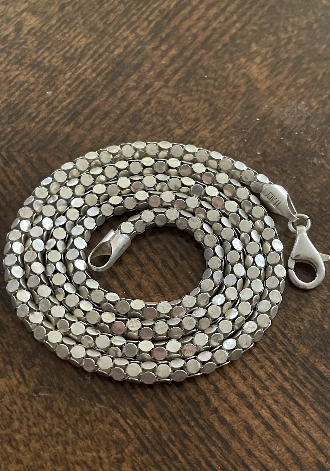 MILOR ITALY 22” Popcorn Design Necklace ~ Platinum Plated 925 Sterling Silver