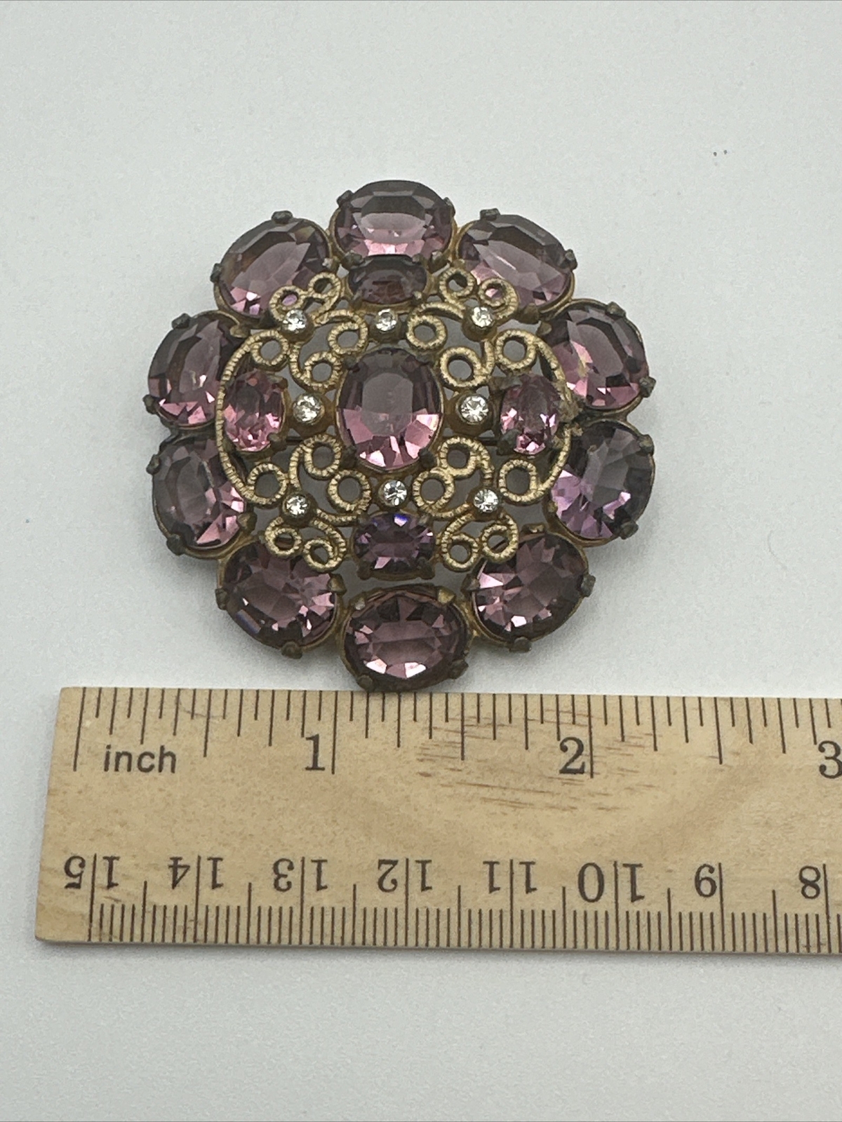Antique Austrian Purple Crystal Brooch #746