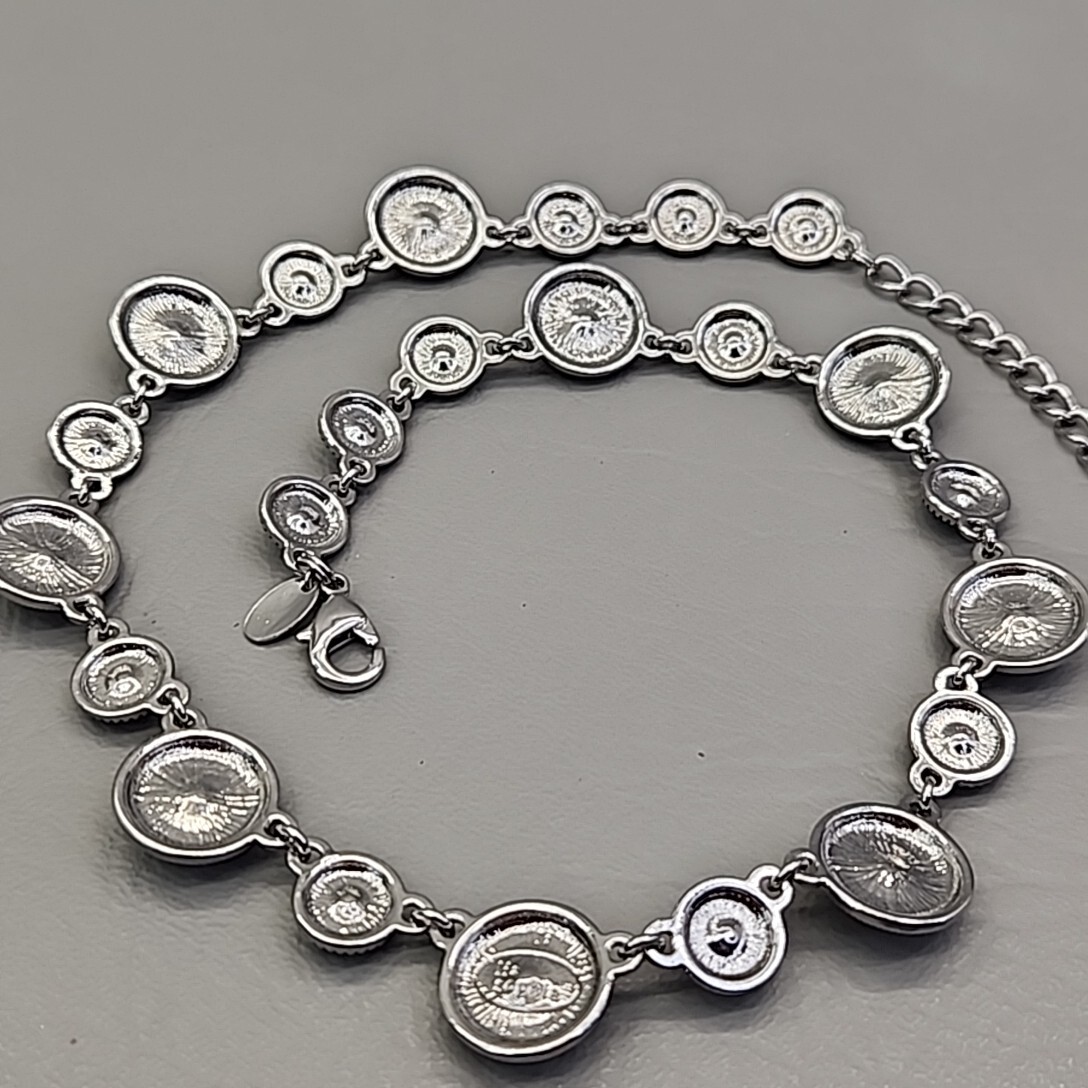 Vintage Lia Sophia Colorama Necklace Seltzer AB Rhinestones Round Linked 19″