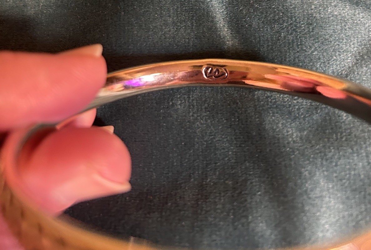 …Liz Claiborne…Gold Tone, Braided Silver Tone Design Bangle Bracelet…