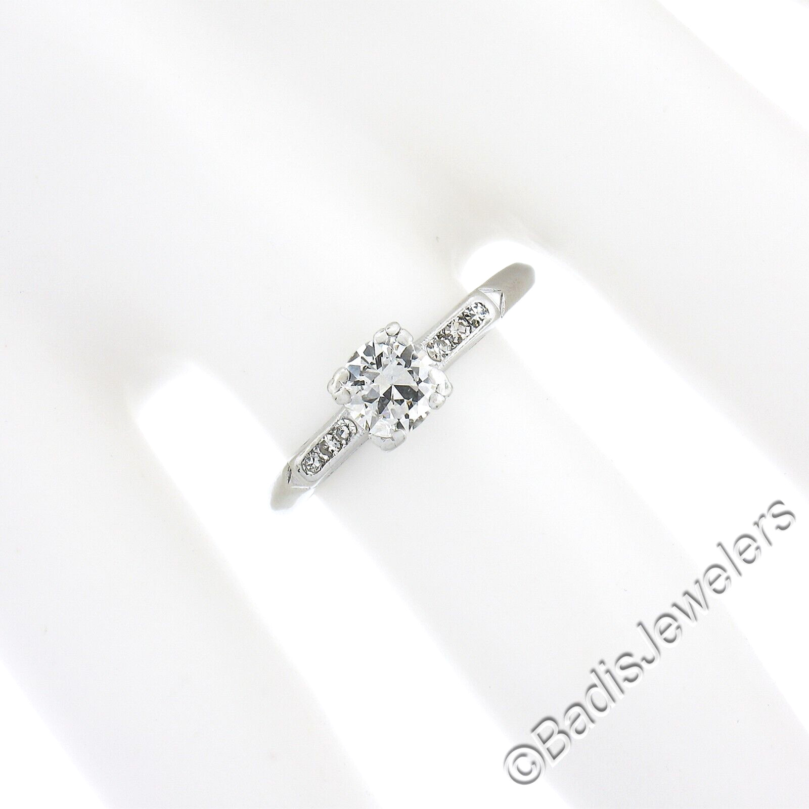 Vintage Platinum .58ctw Old European Cut Diamond Solitaire Engagement Ring
