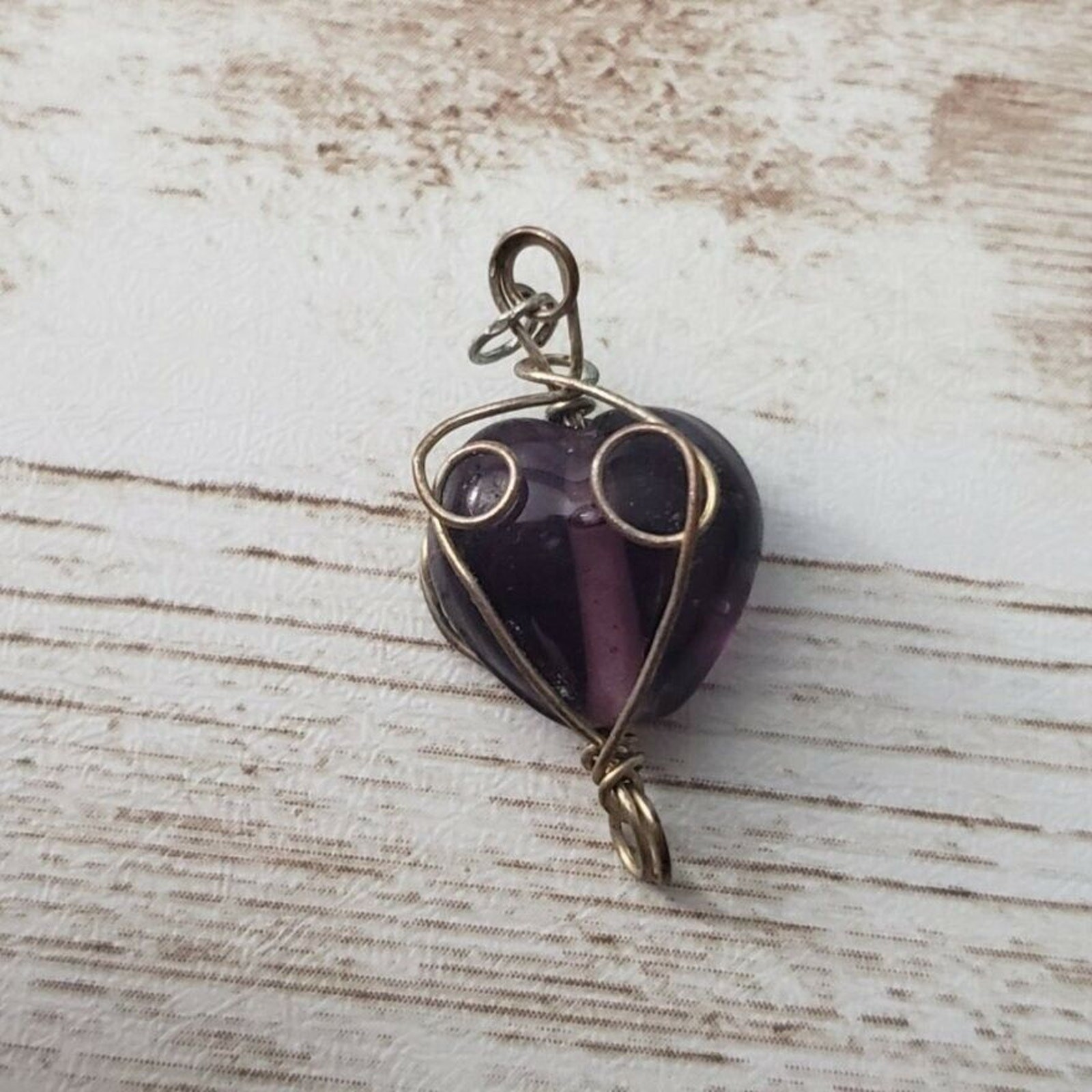 Vintage Pendant Purple With Wire Wrap – No Chain Included