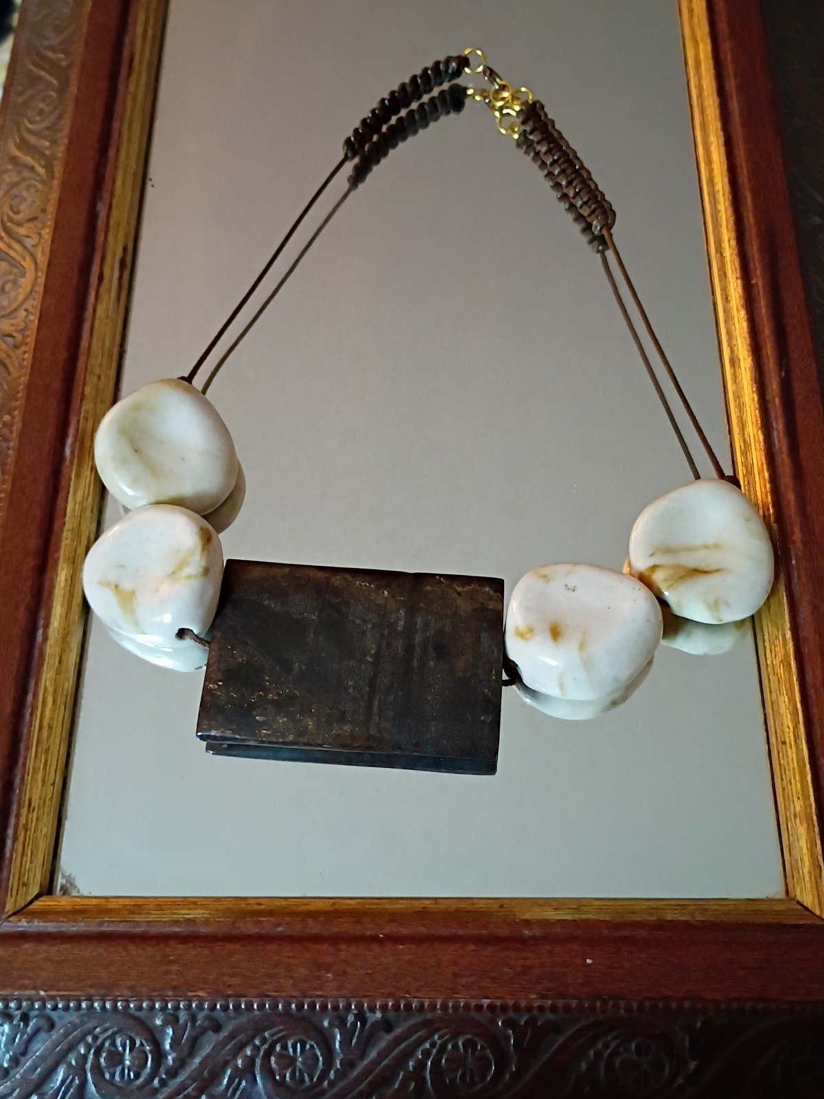 Boho Beautiful White/ Brown Shell? Stone?Heavy!Unsure Of Value…