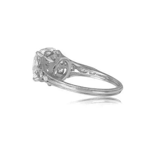 Antique 4CT Cushion Cut Lab Created Diamond Vintage Style Ring 14K White Gold FN