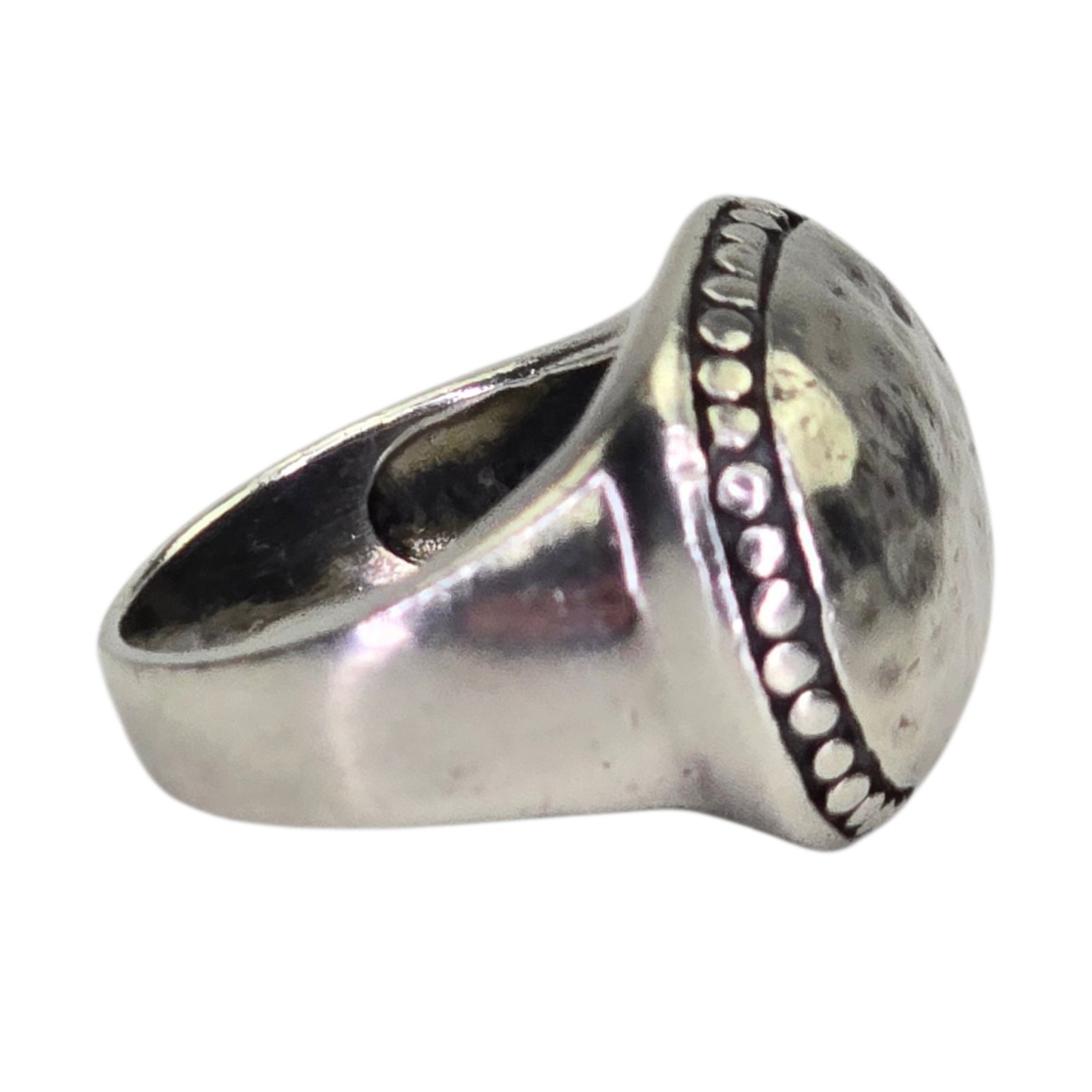 Vintage Signed 925 Sterling Silver Hammered Oval Brutalist Style Ring Size 6.5