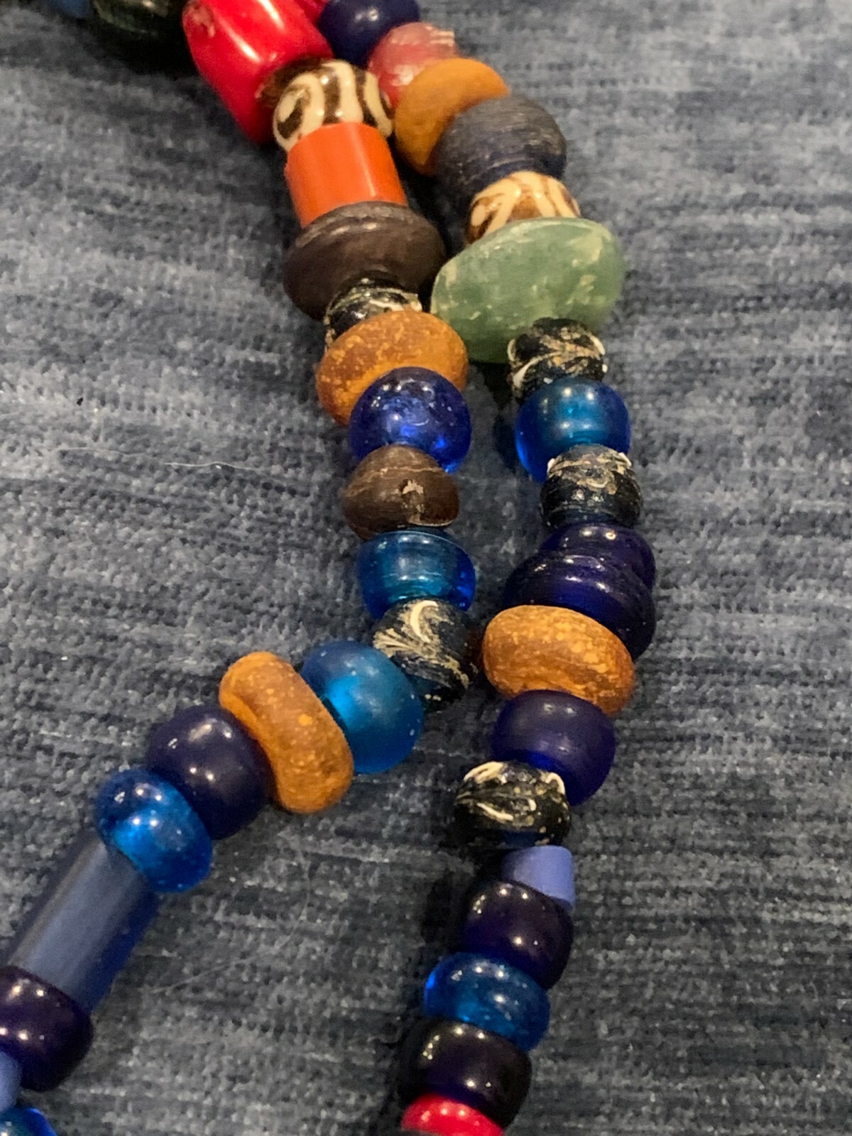 Tibetan and African Trading Beaded Necklace 24″, Antique