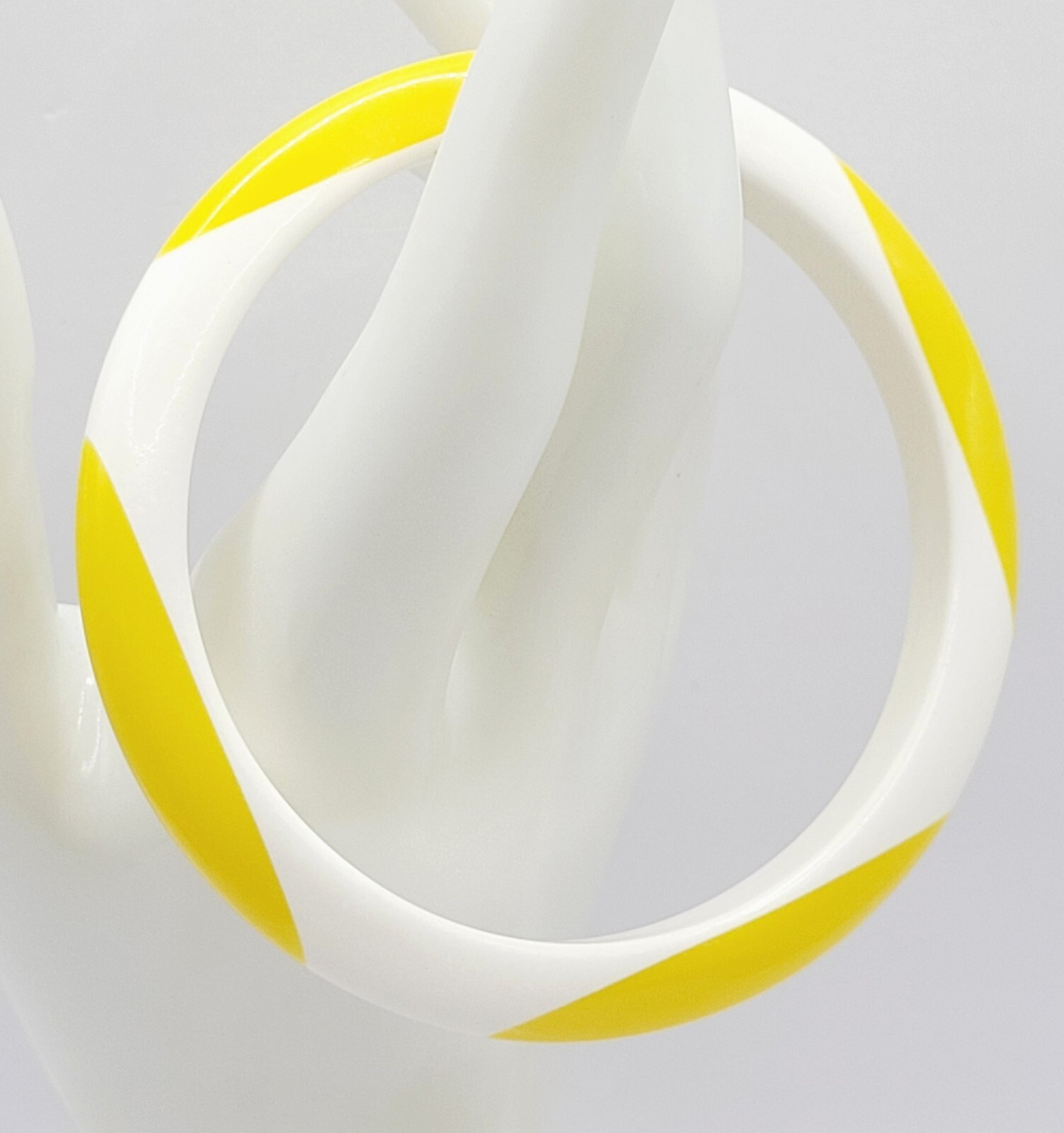 Yellow and White Lucite Vintage 1980s Bangle Bracelet Retro Style