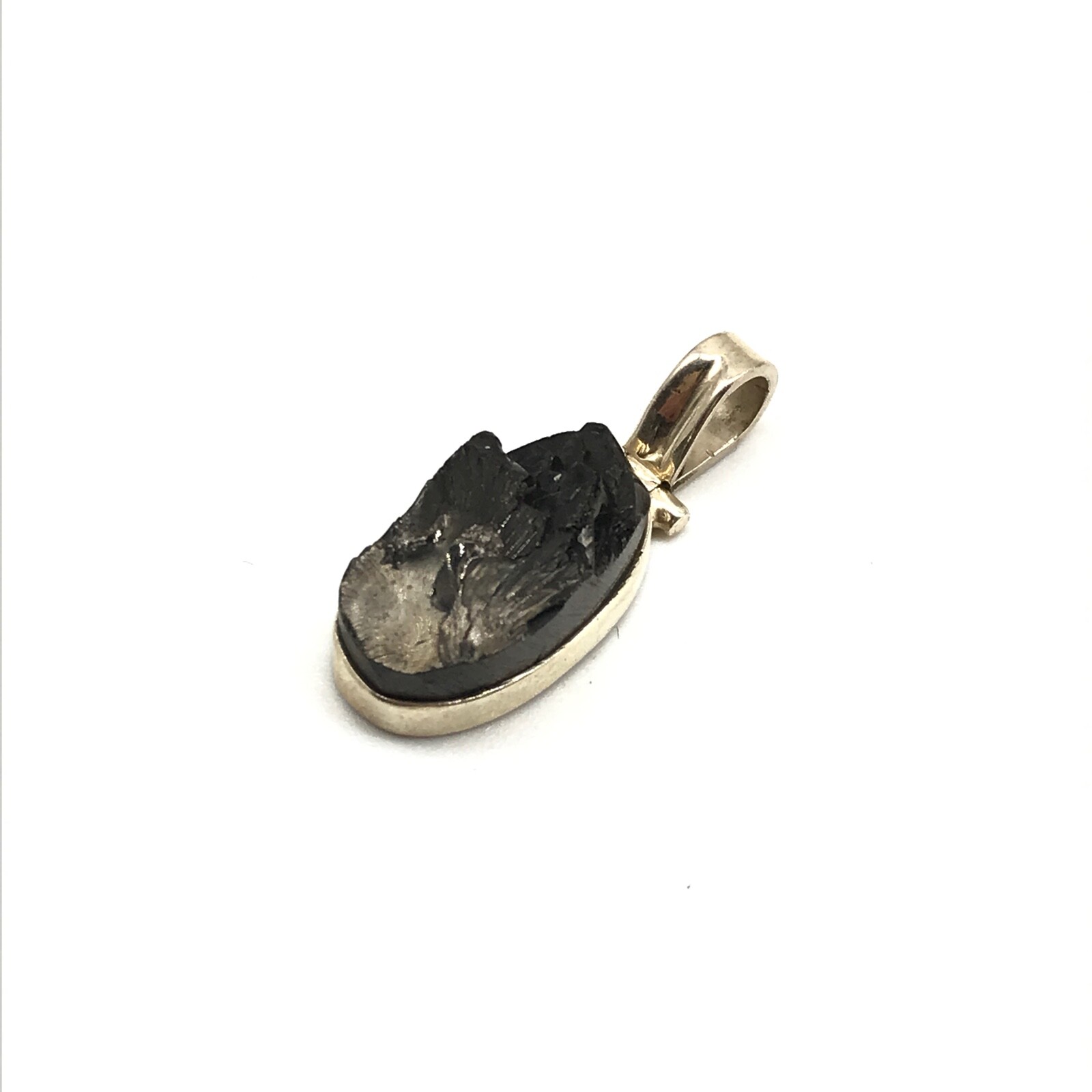 925 Sterling Silver Vintage Gray Obsidian Gemstone Pendant