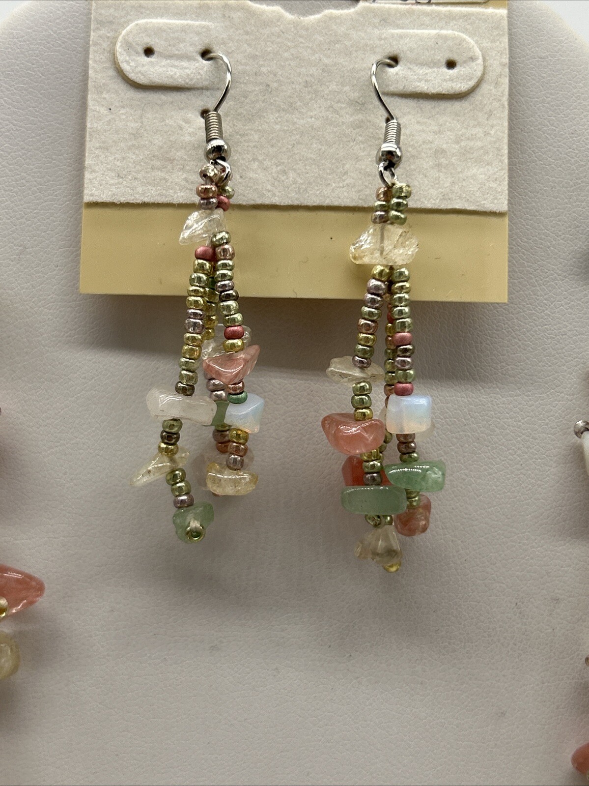 VTG Multicolor Cascade Necklace Woven Bead Crystals w/ 925 Earrings – Guatemala