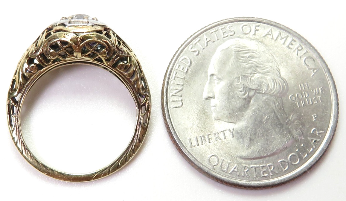 Antique 1920’s European Diamond 13KY/16KW Engagement Ring Size 4 UK-H dtd 1927