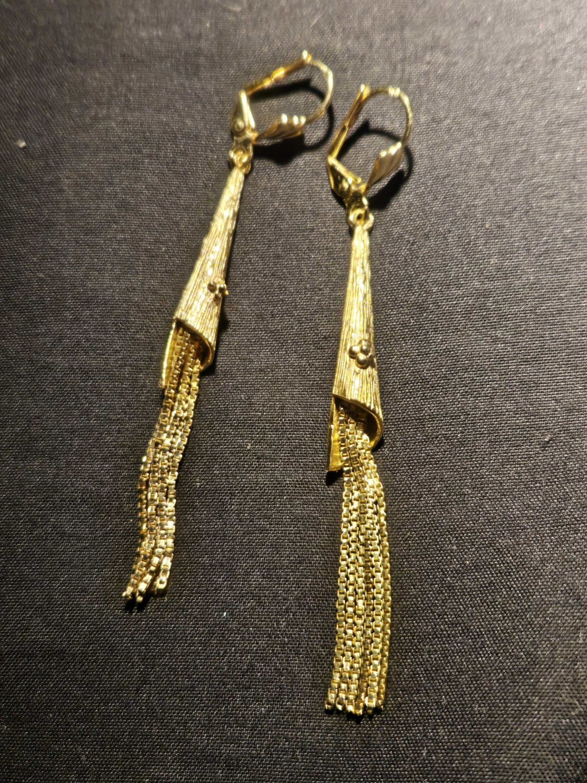 Elegant Vintage Conical Tassel Earrings, Gold Filled