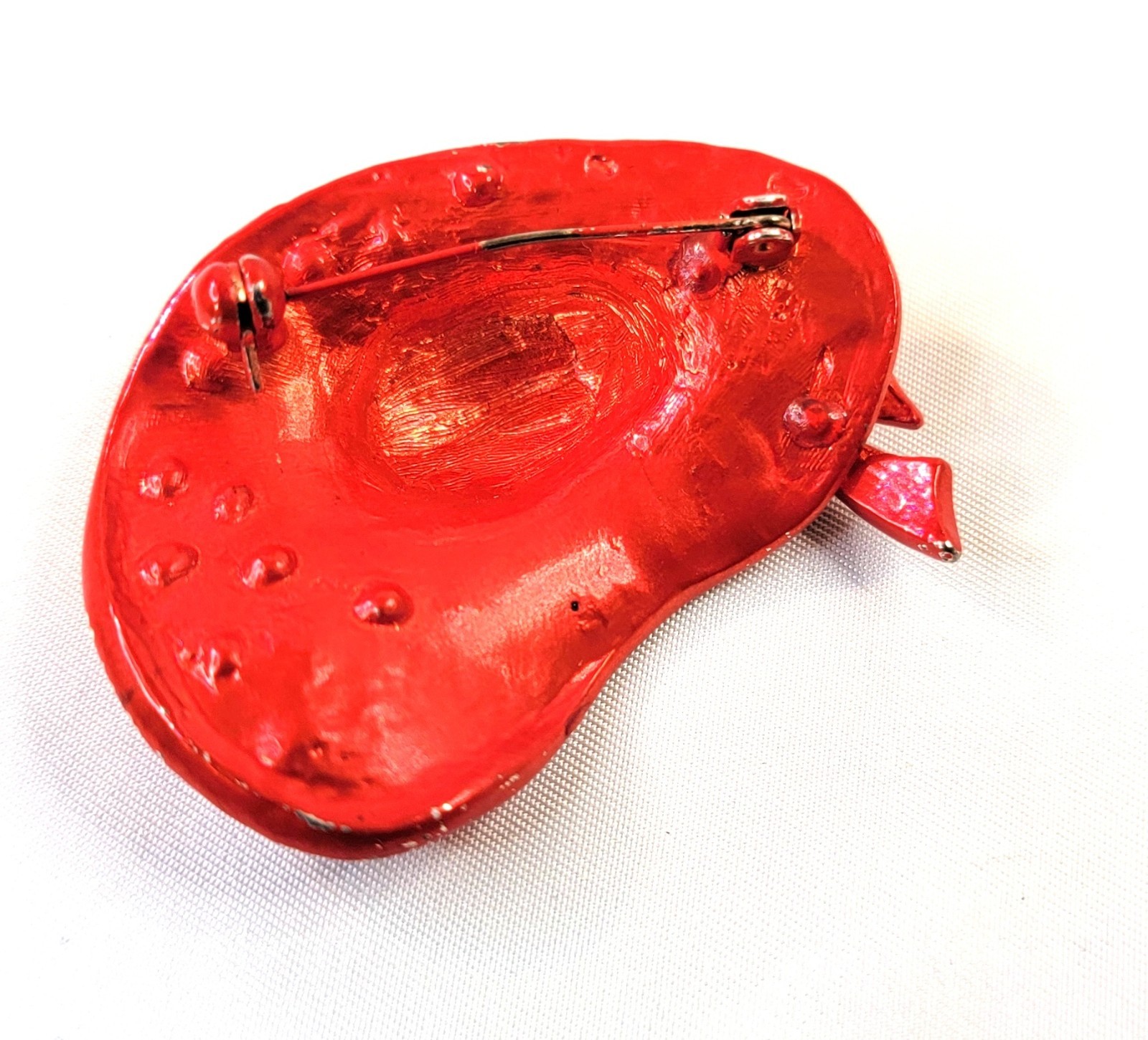 Ladies Fancy Red Hat Society Pin Brooch Rhinestone Ribbon Bow Grandma Princess