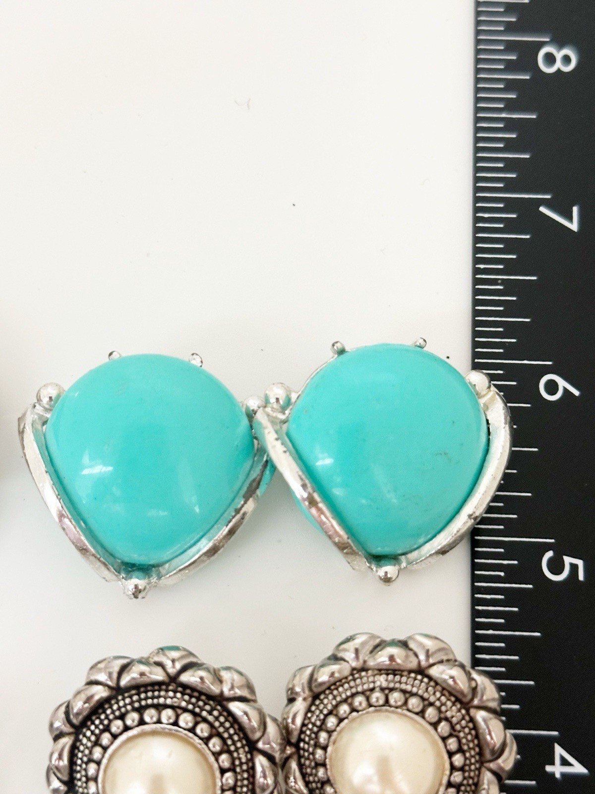 Vintage Clip On Earrings Lot of 9 Silver Tone Chunky Statement
