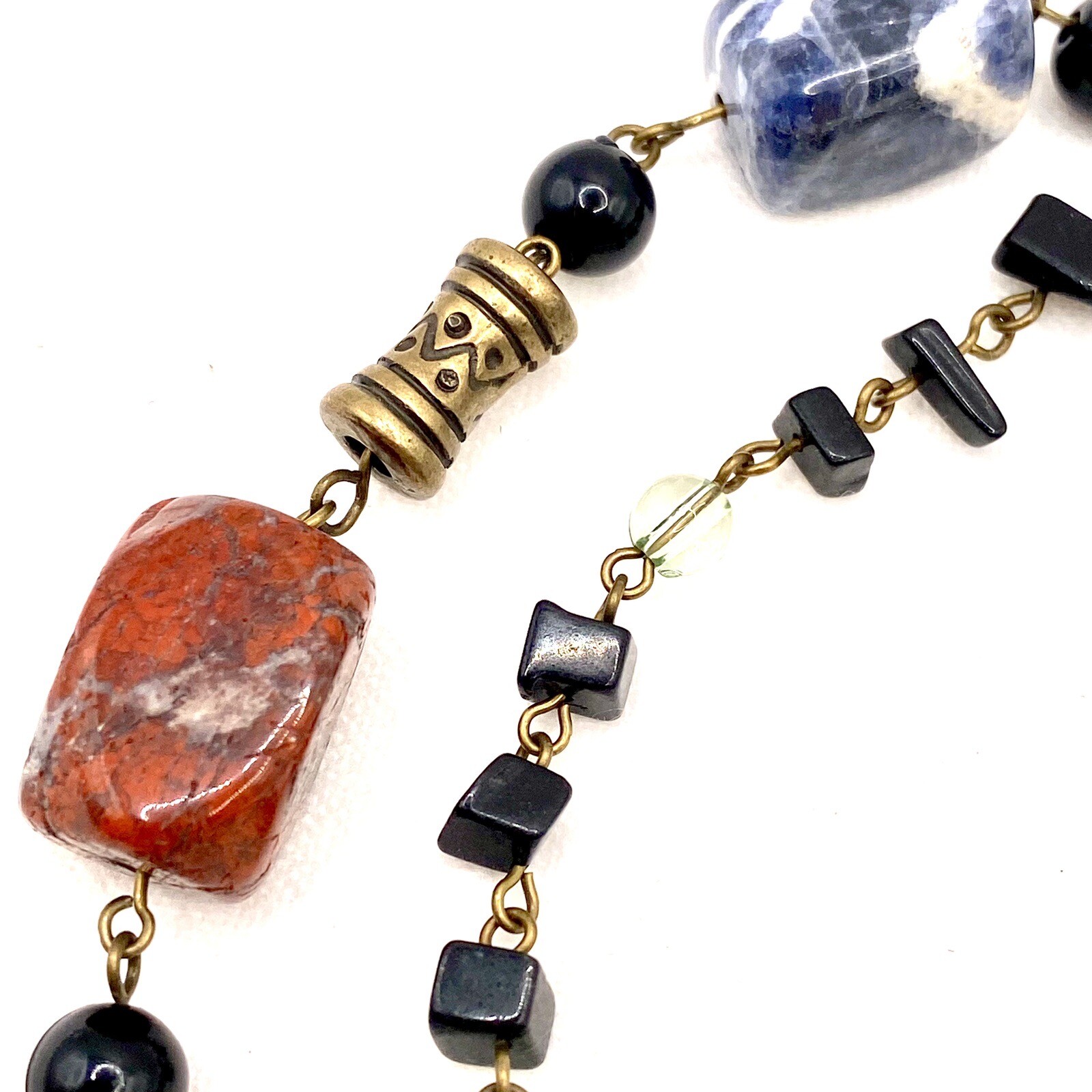 Vtg Relativity Necklace Choker Amethyst Tigers Eye Jade Rose Quartz Howlite G