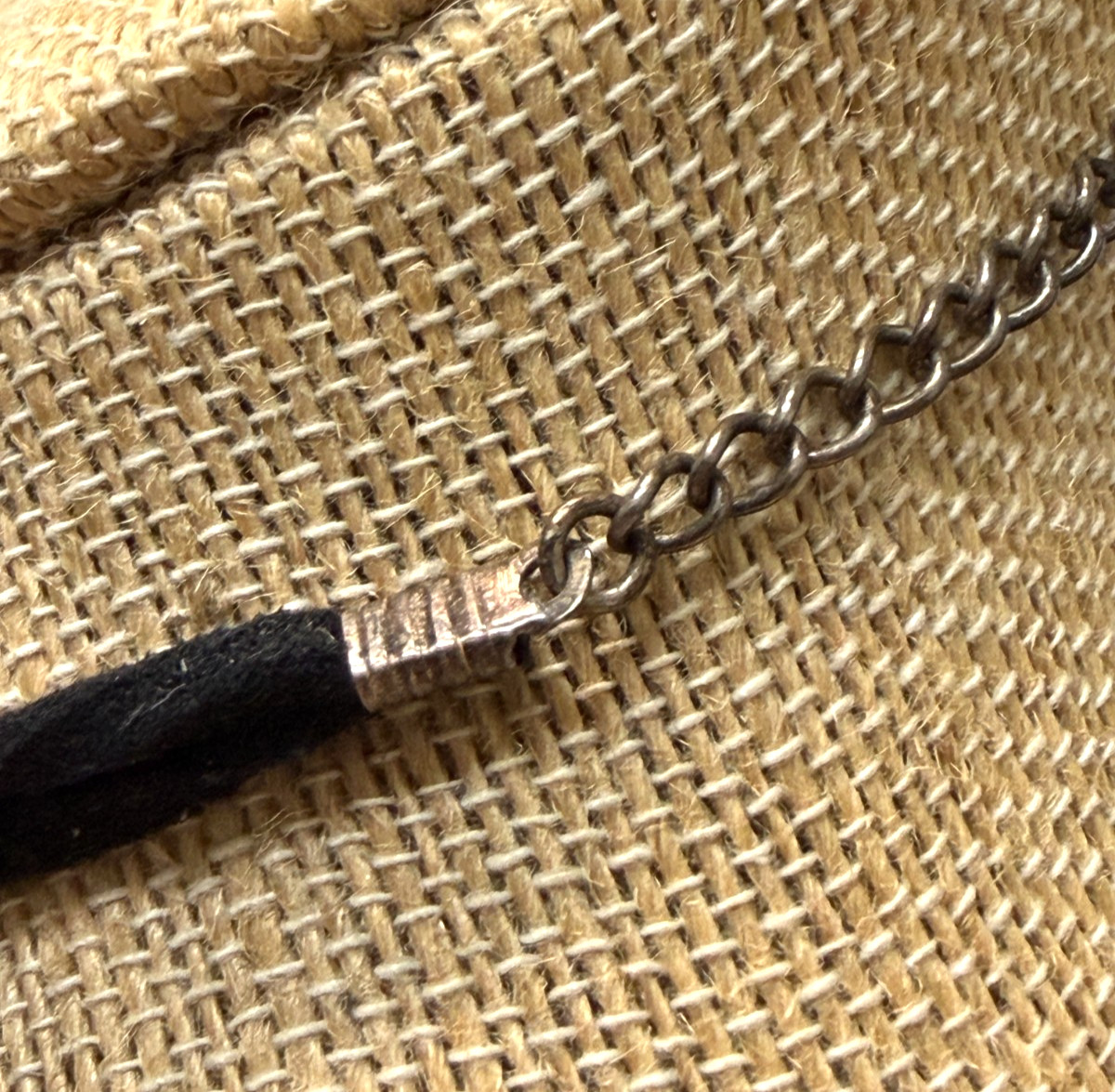 Vtg ATI Mexico .925 Sterling Mahogany Black Obsidian Pendant Suede Necklace