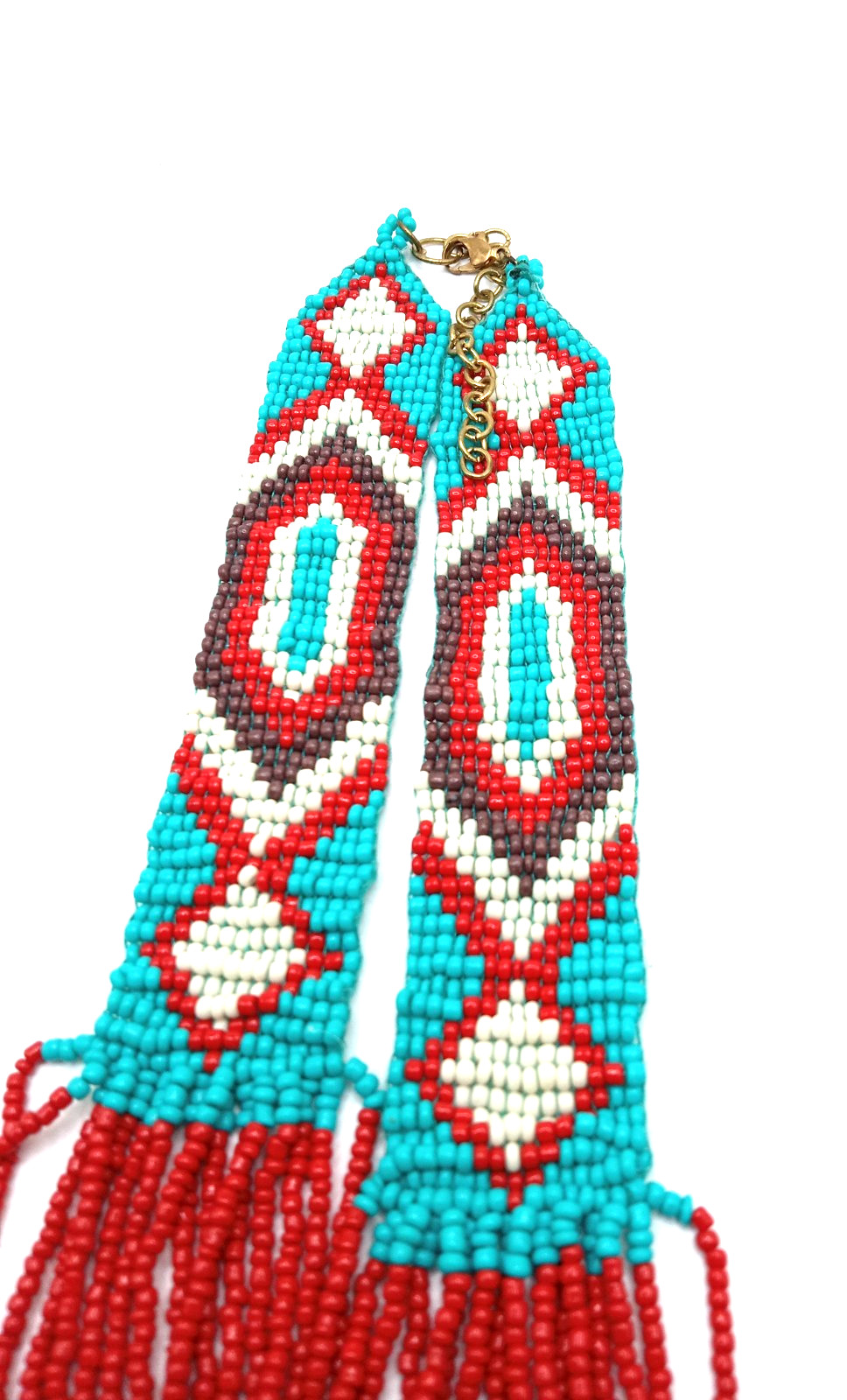 Vtg Native American Seed Bead Necklace Waterfall Style Bonus Seed Bead Bracelet