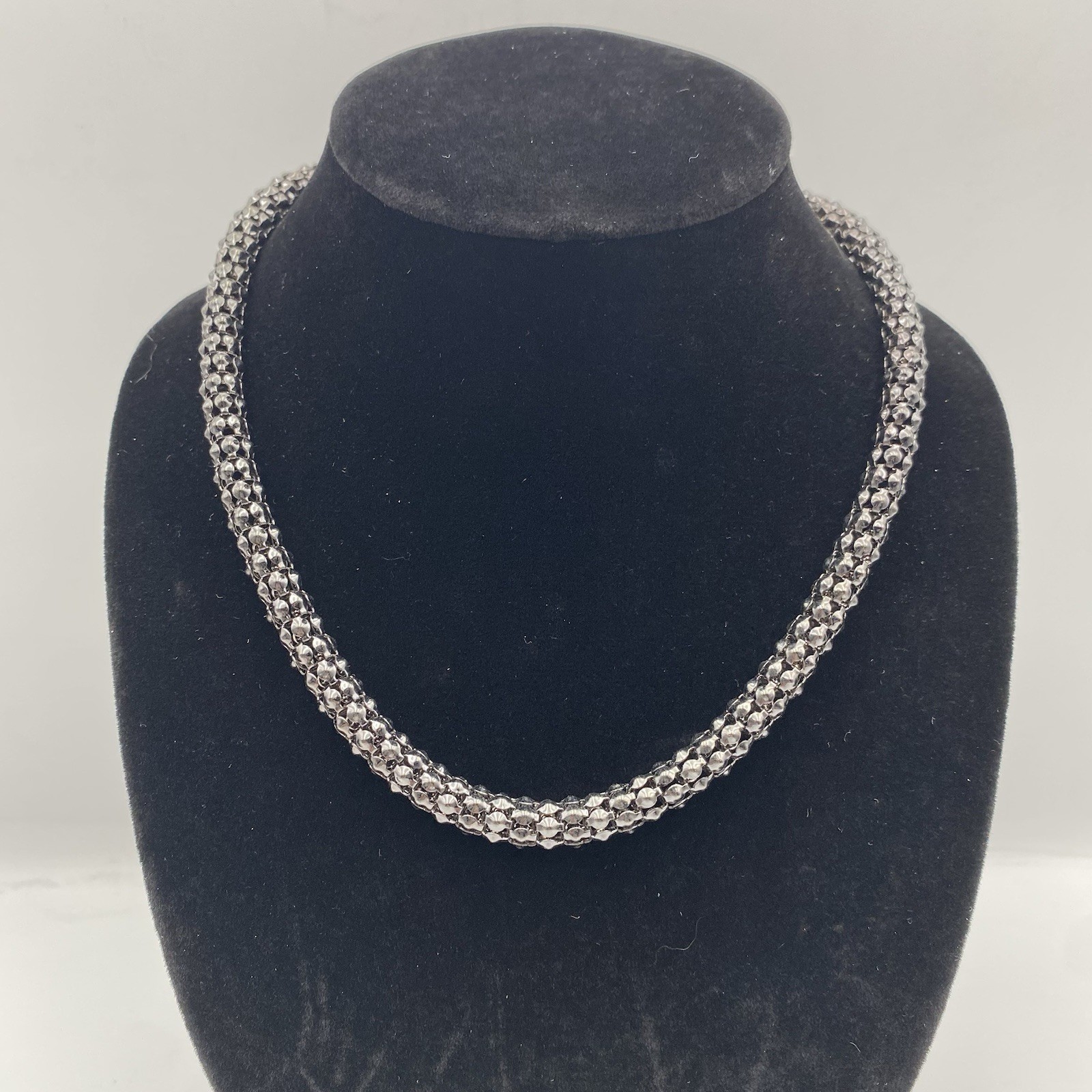 Black Gun Metal Snake Rope Chain Necklace 17″ Lobster Claw Clasp