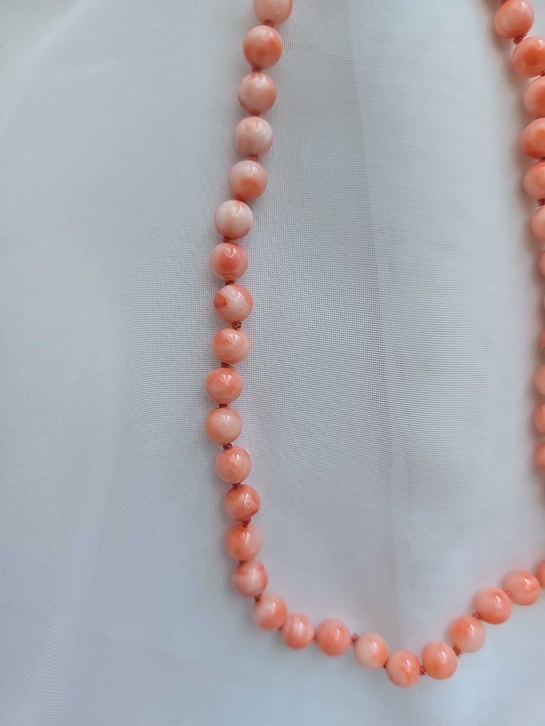 Vintage Coral Salmon 5mm Beads Necklace 19″ Gold Filled Gold Clasp