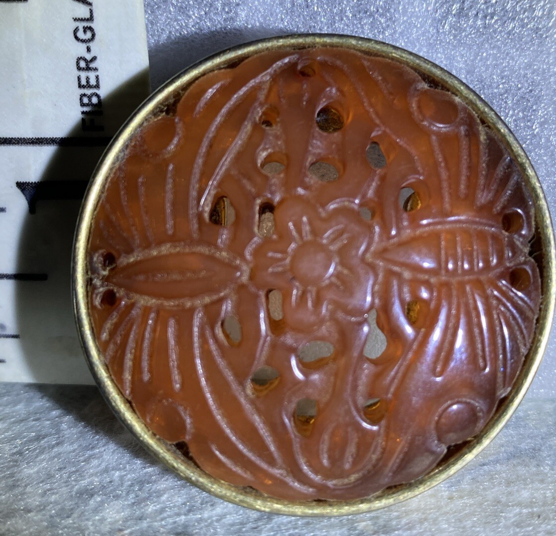 Beautiful Gold Tone Glass Cabi Pine Brooch (only) Great Shape