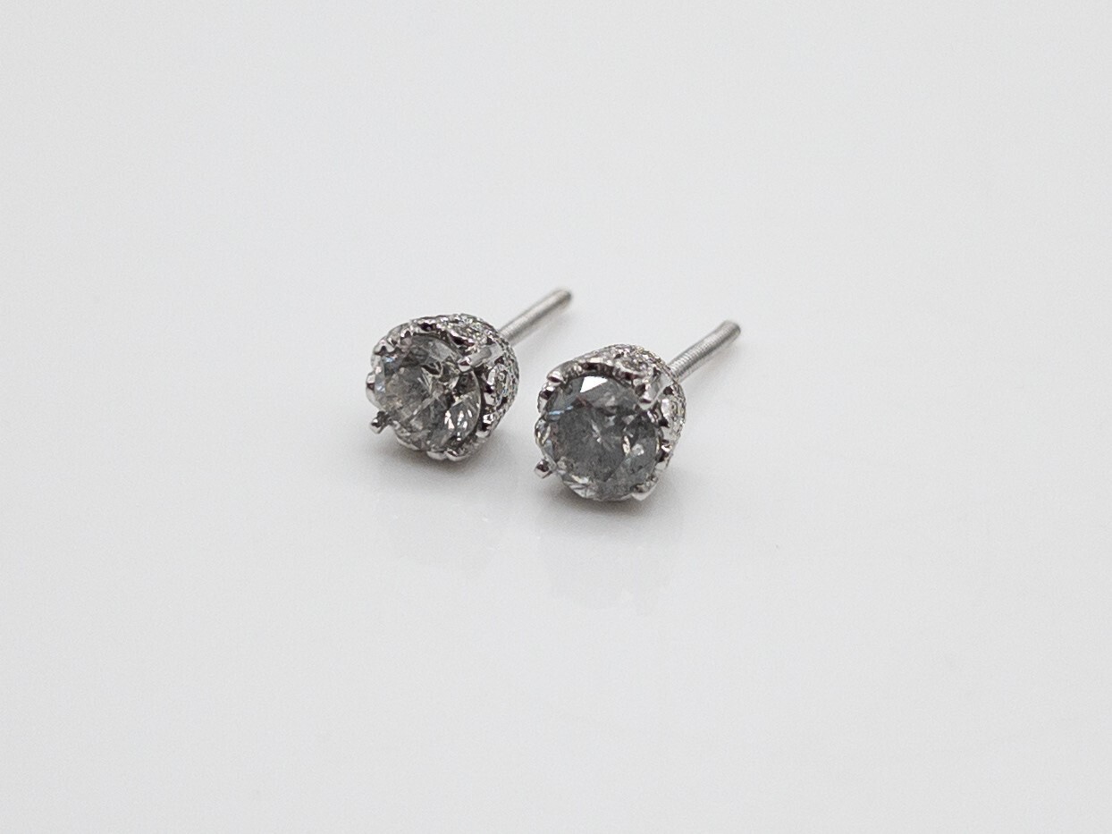 NEW $9000 2.25ct Champagne Diamond 18k White Gold Eternity Screwback Earrings