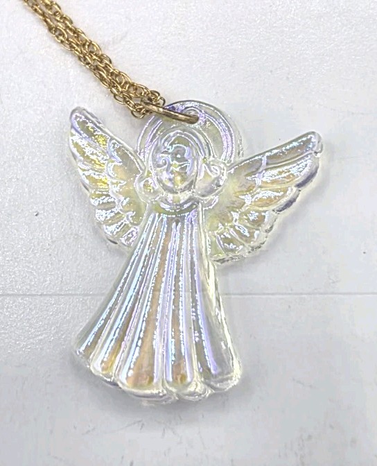 Aurora Borealis Angel Pendant on 14kt Yellow Gold-Filled Chain