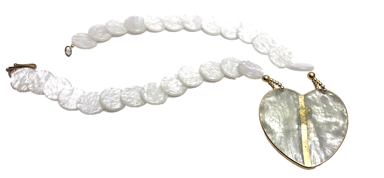 New Vintage White Lucite Statement Necklace Gold Tone Roses Made in Taiwan ROC