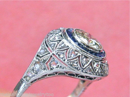 1.65Ct White Round Bezel CZ Art Deco Engagement Ring In 925 Sterling Silver