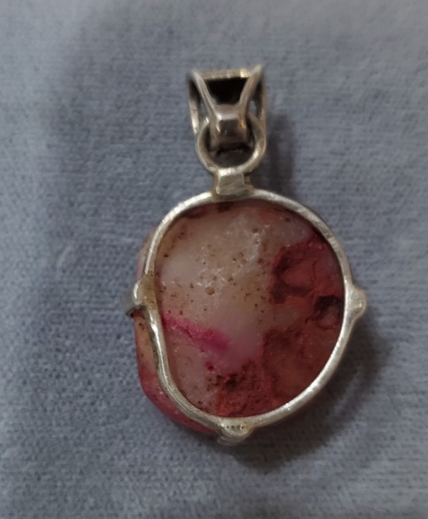 Sterling Silver RED GEODE CRYSTAL STONE Charm