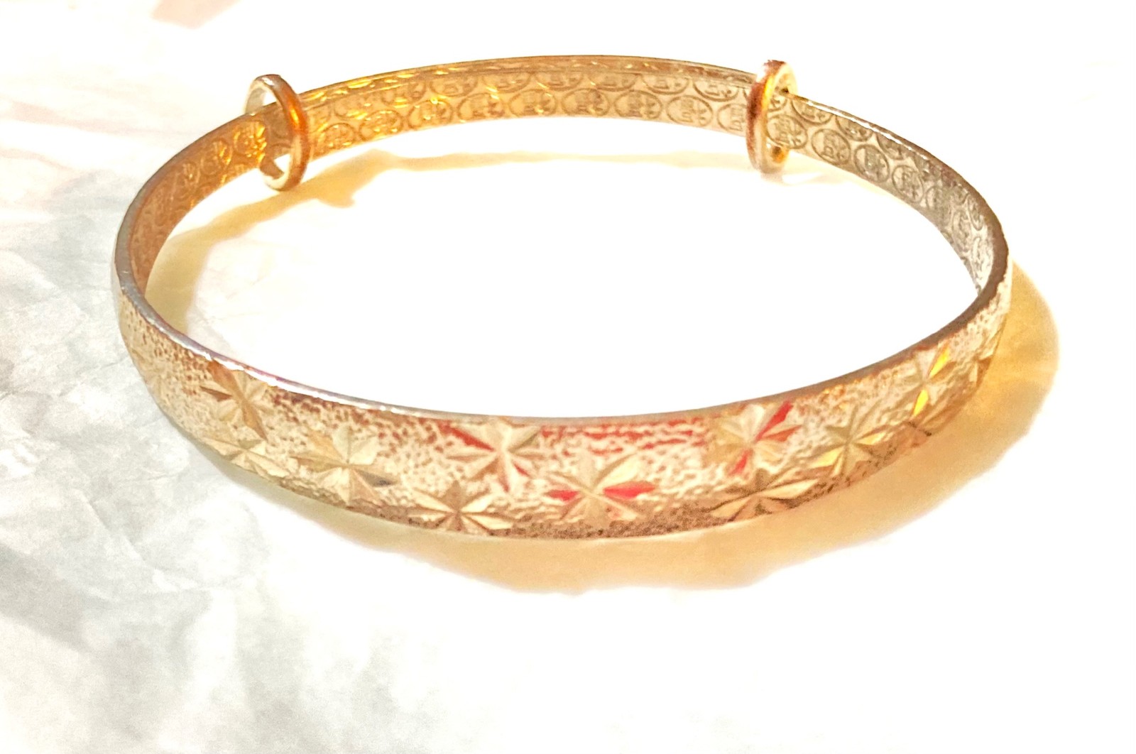 Sterling Silver Starburst Bangle Bracelet Vtg Mid Century Modern Adjustable
