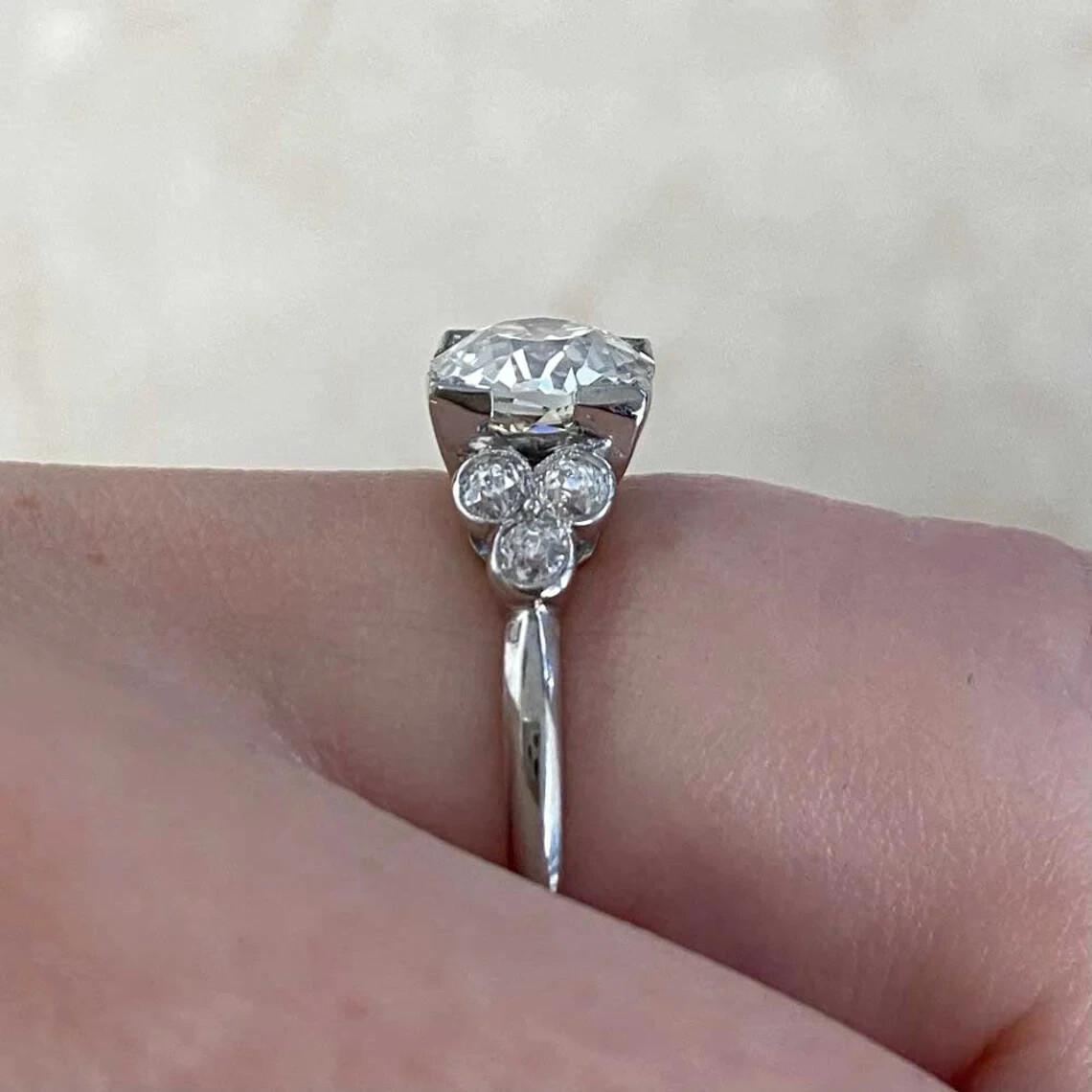 1.5Ct Antique Style Old European Cut Lab-Created Diamond Handcrafted Silver Ring