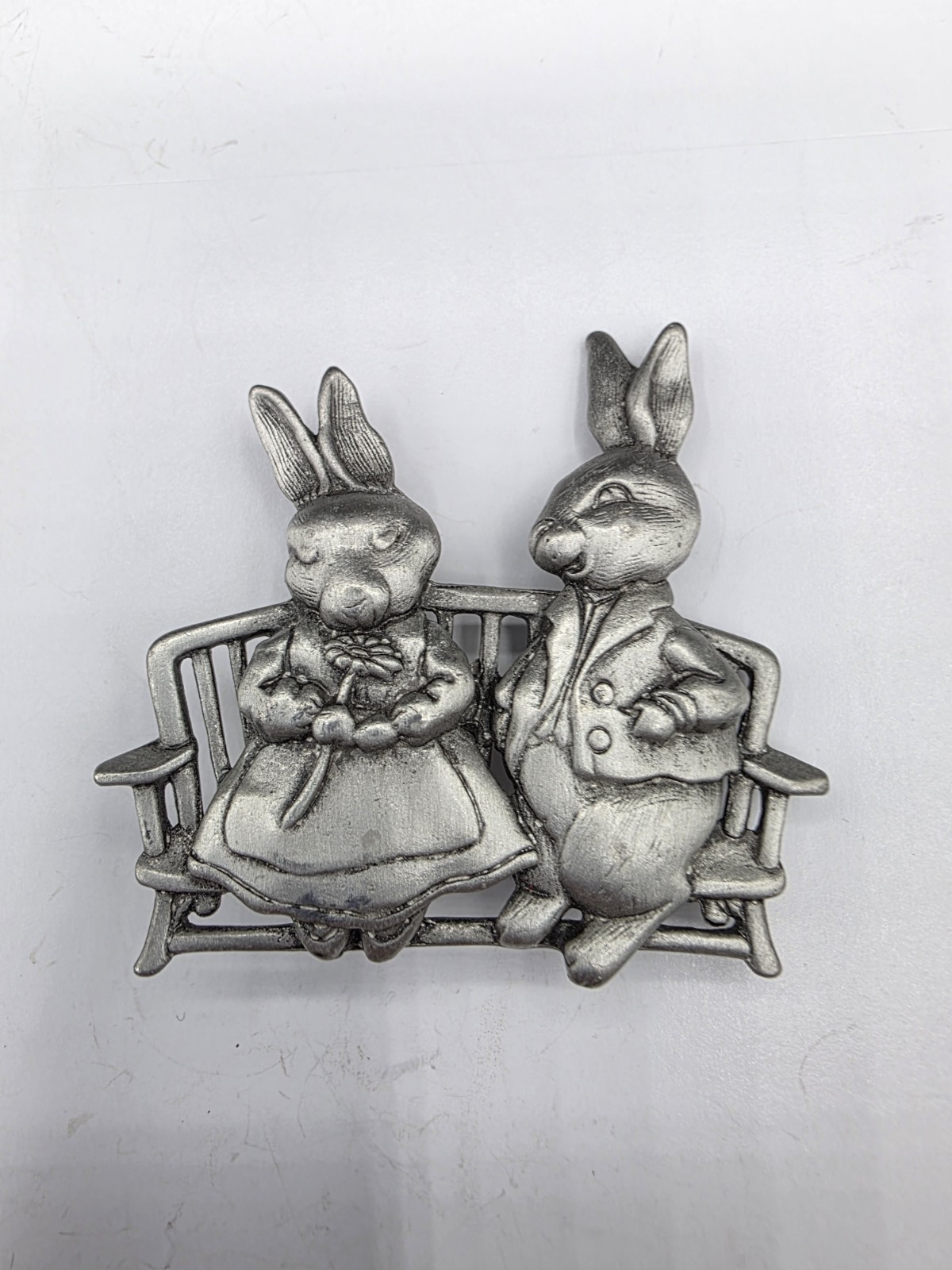 Set of 4 JJ Jonette Brooches Cat Catching Fish, Cow, Bunnies, Casa House – READ