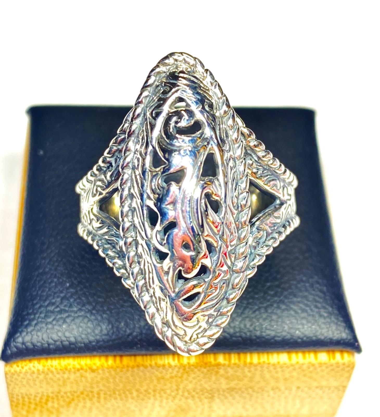 Vintage Sterling Silver Carolyn Pollack for Relios Shield Ring Size 9
