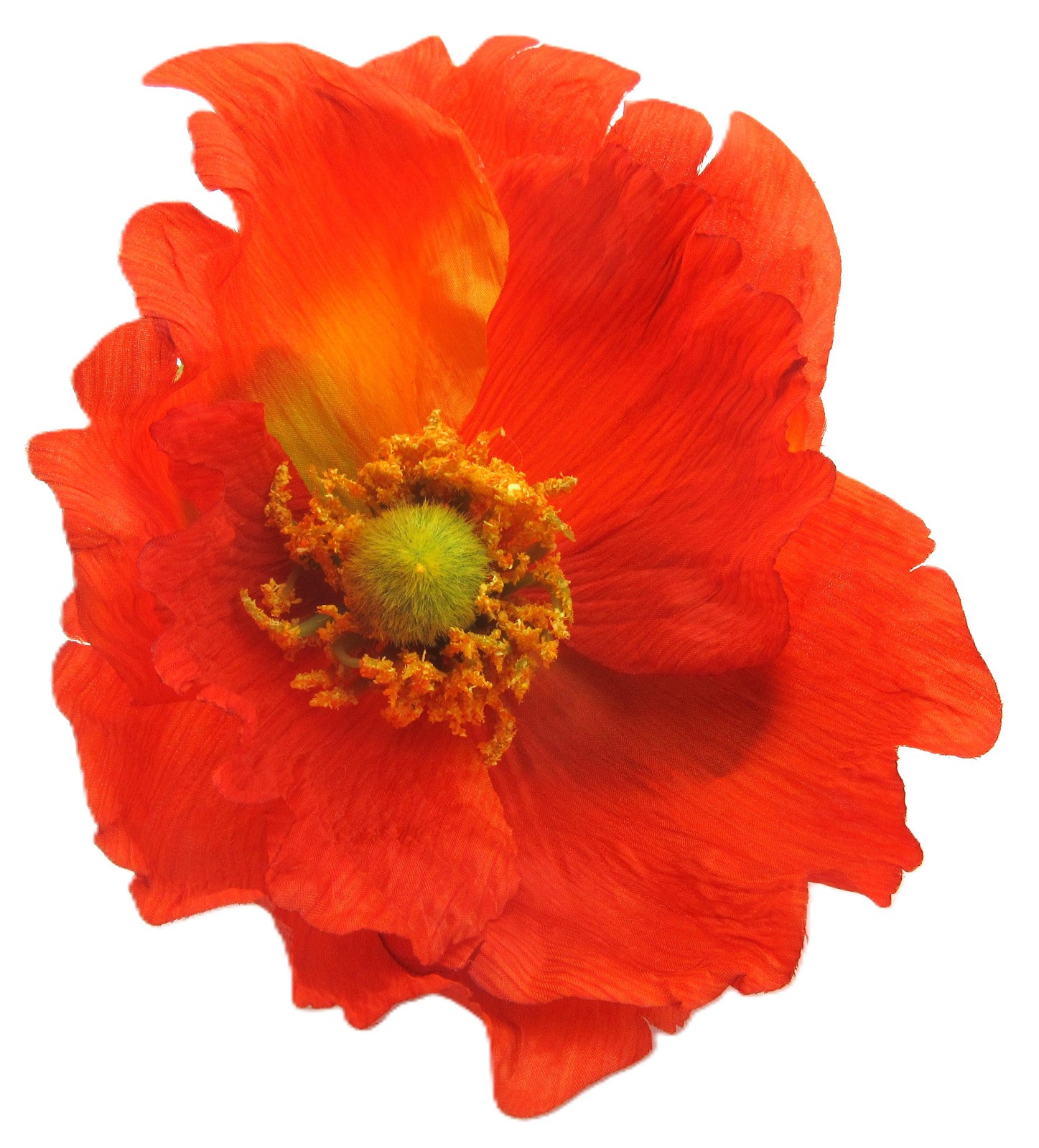 Extra Large 6 inch Tropical Orange Poppy Silk Flower Brooch Pinh