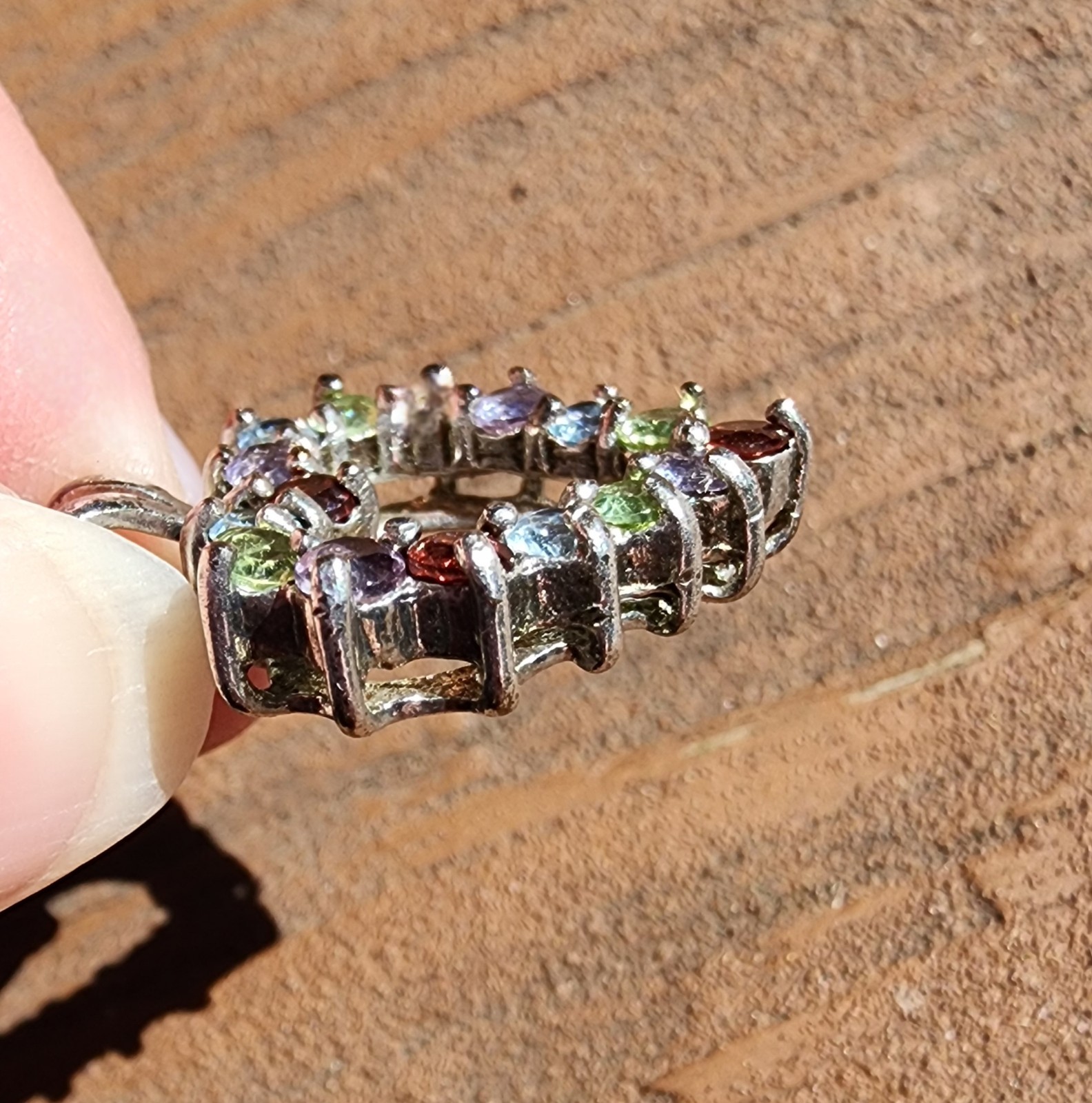 DBJ Dee Berkle 925 Sterling Silver Vintage Multicolor Gemstone Heart Pendant