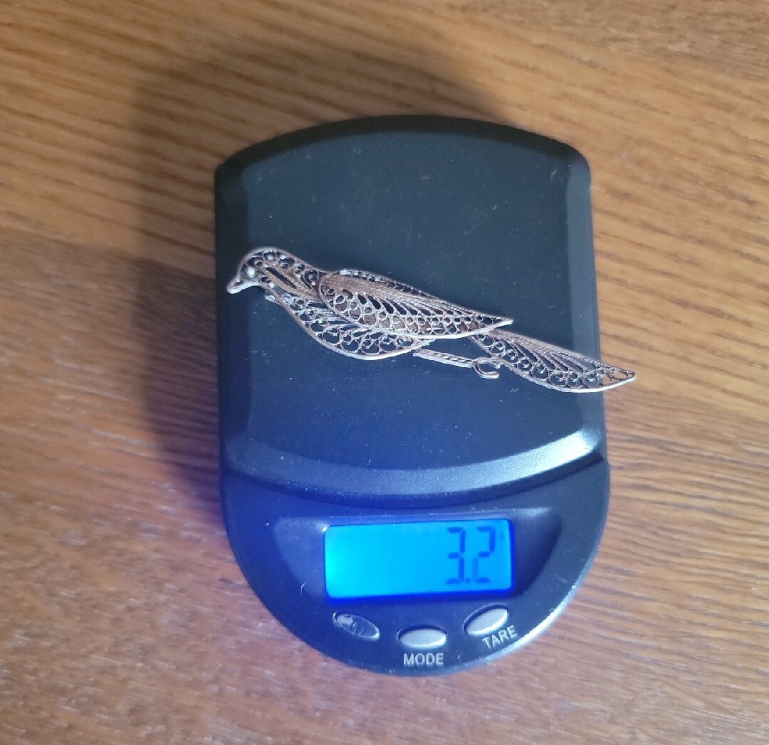 Vintage Cannetille Bird Pin Sterling Silver 925 Filigree