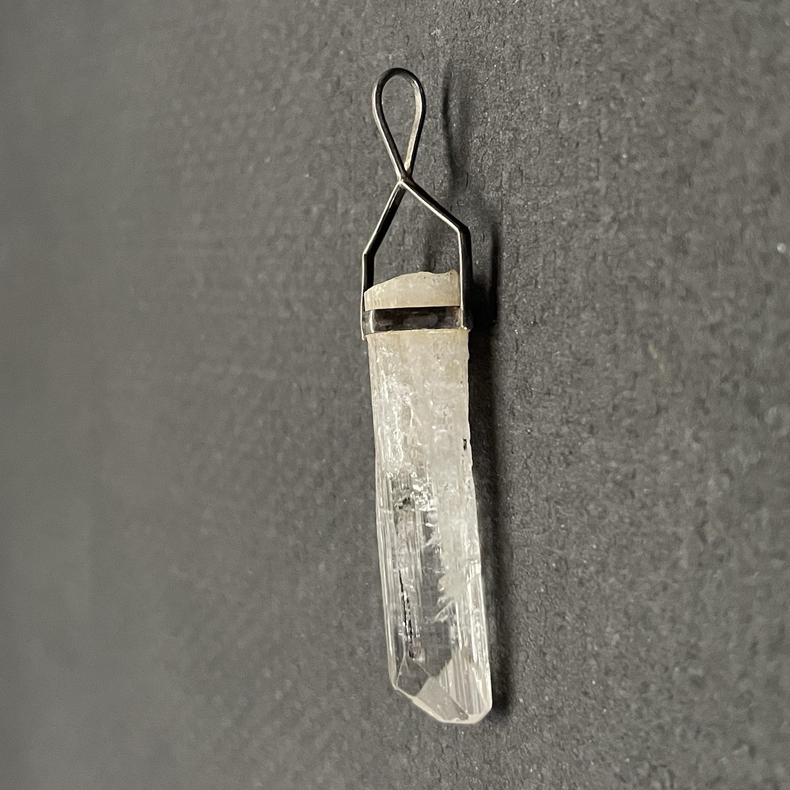 Vintage Rock Crystal Point Silver Necklace Pendant Healing Mystical Boho Hippie