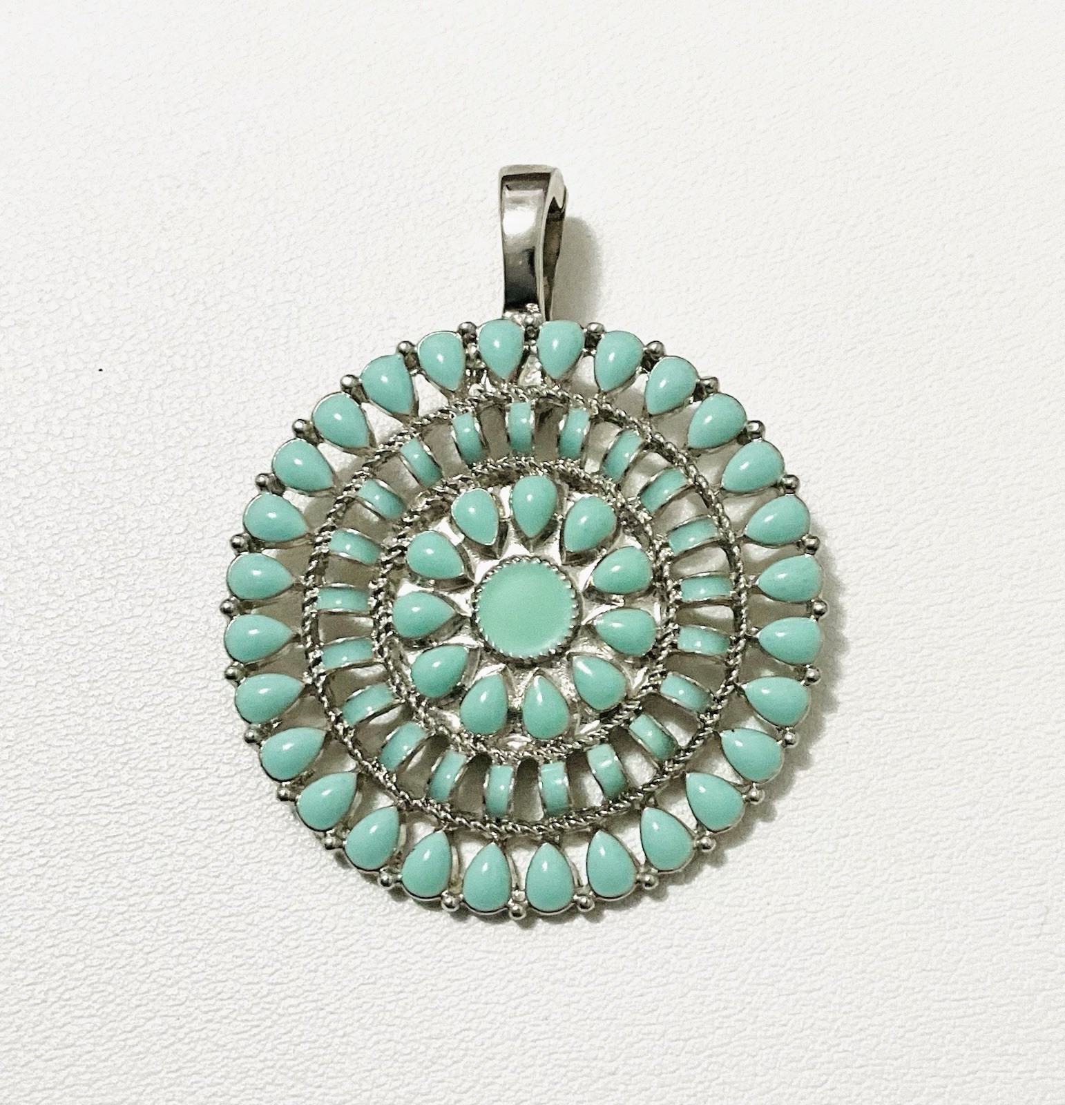Vintage Roman & Sunstone Light Teal Round Pendant