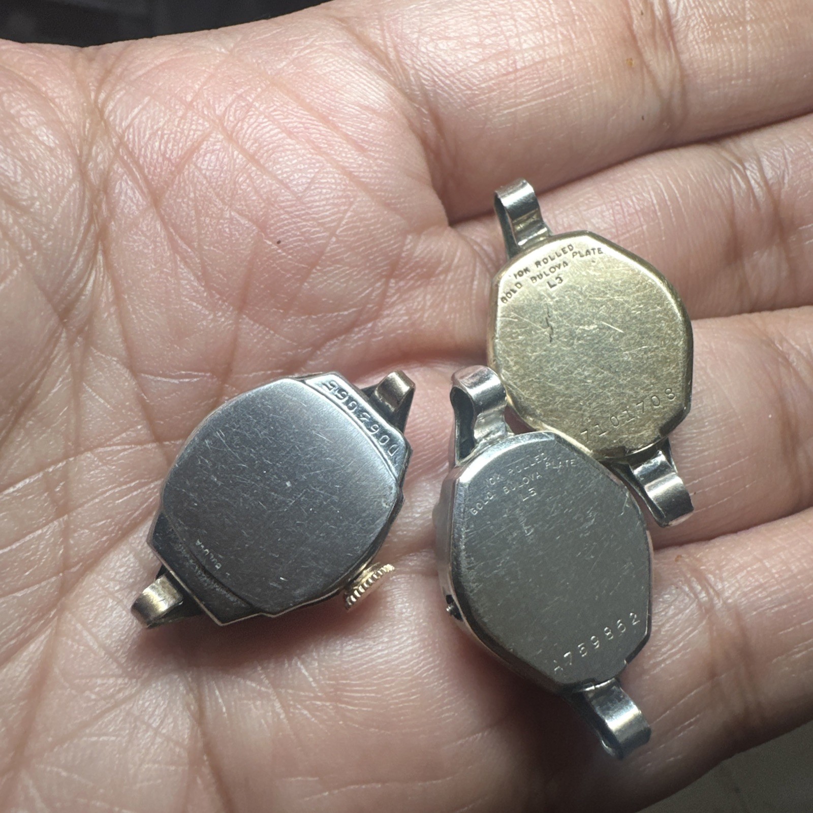 Vintage Lot Of 3 Bulova Dials Manual Winding Ladies Watch 10k Gold RGP – Repair