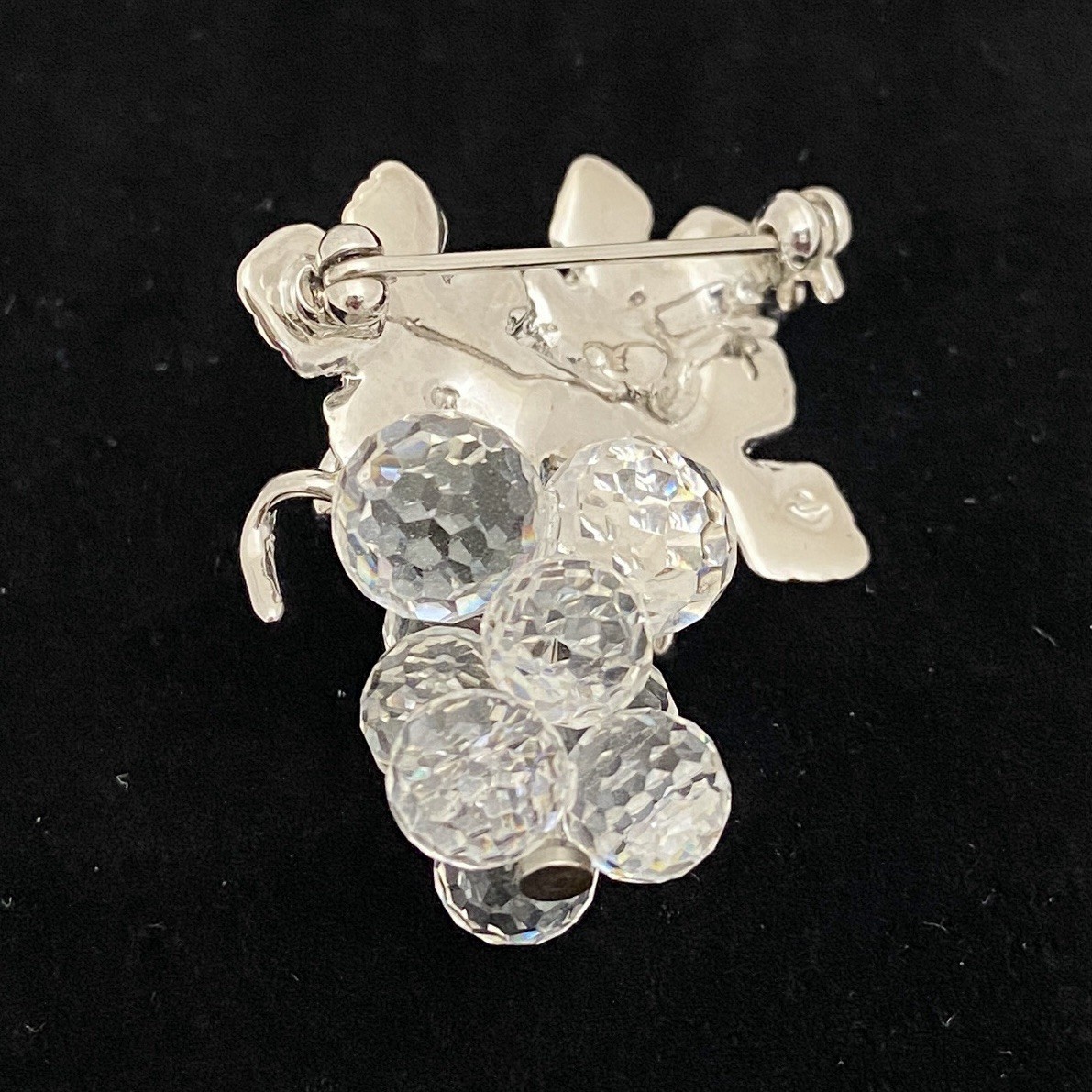 Vintage Swarovski Crystal Brooch Pin Silver Tone Bunch of Grapes Signed Retired