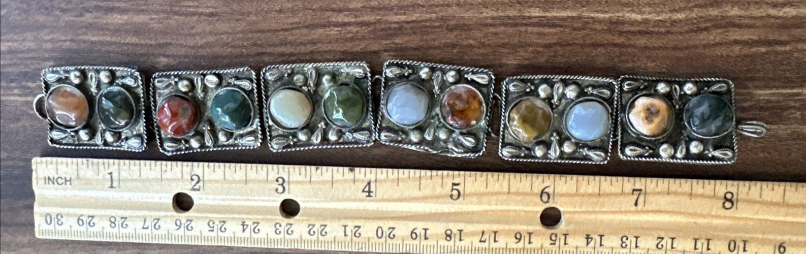 Vintage Aluminum Panel Multicolored Enamel Bracelet