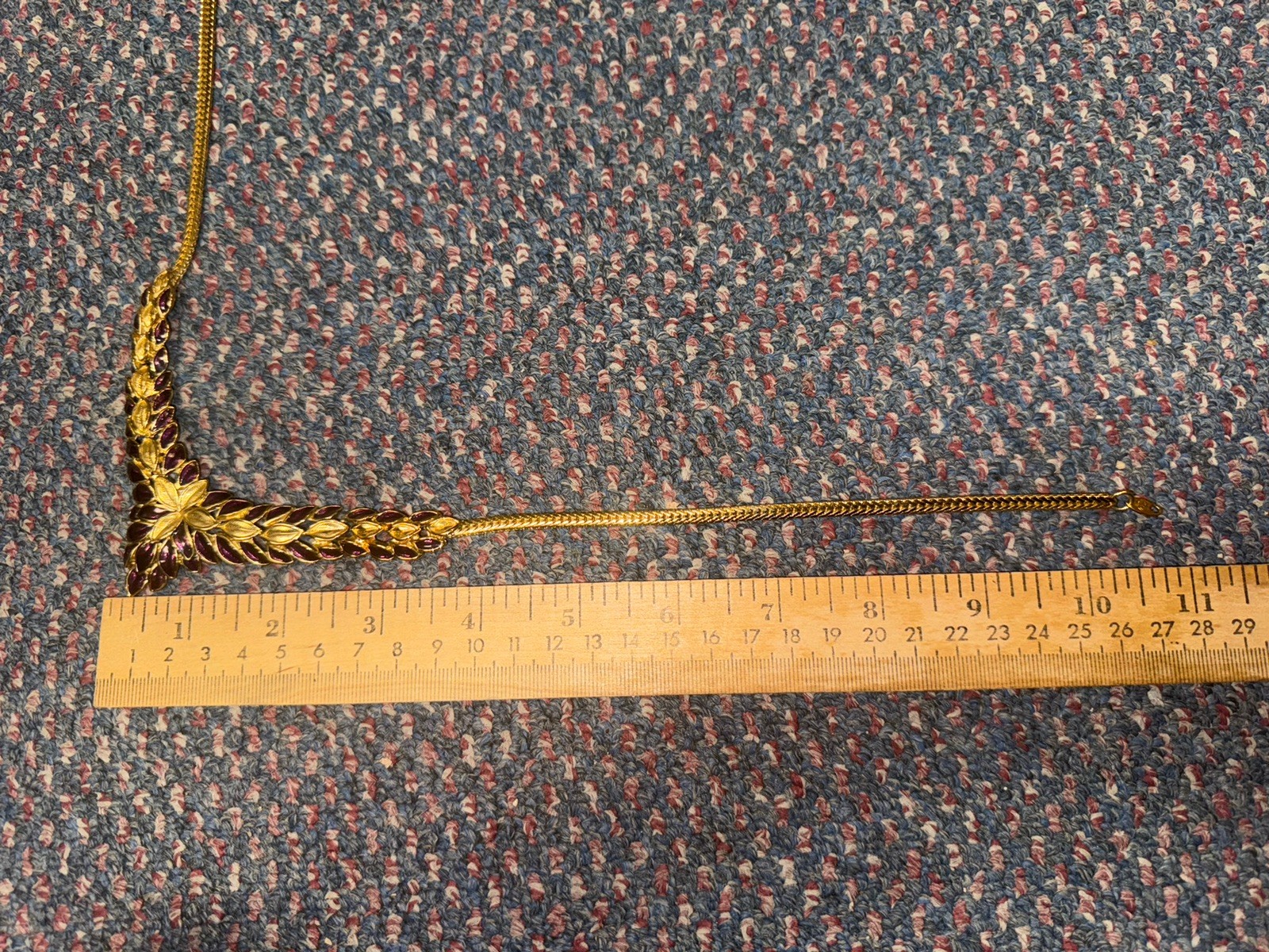 TRIFARI TM GOLD-TONE FINISH AMETHYST ENAMEL FLORAL CASCADING NECKLACE