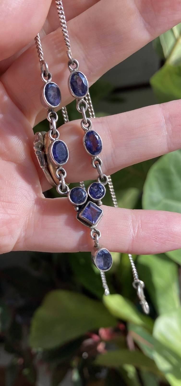 Vintage sterling silver amethyst Y necklace