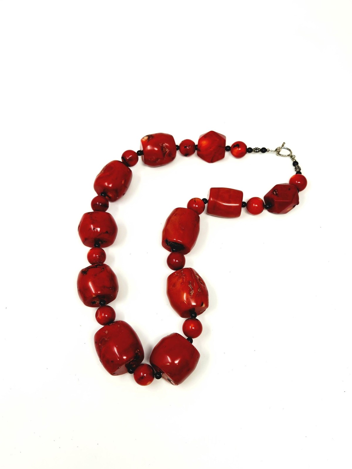 Vintage Red Coral Statement Necklace Sterling Silver Clasp Heavy Natural Coral