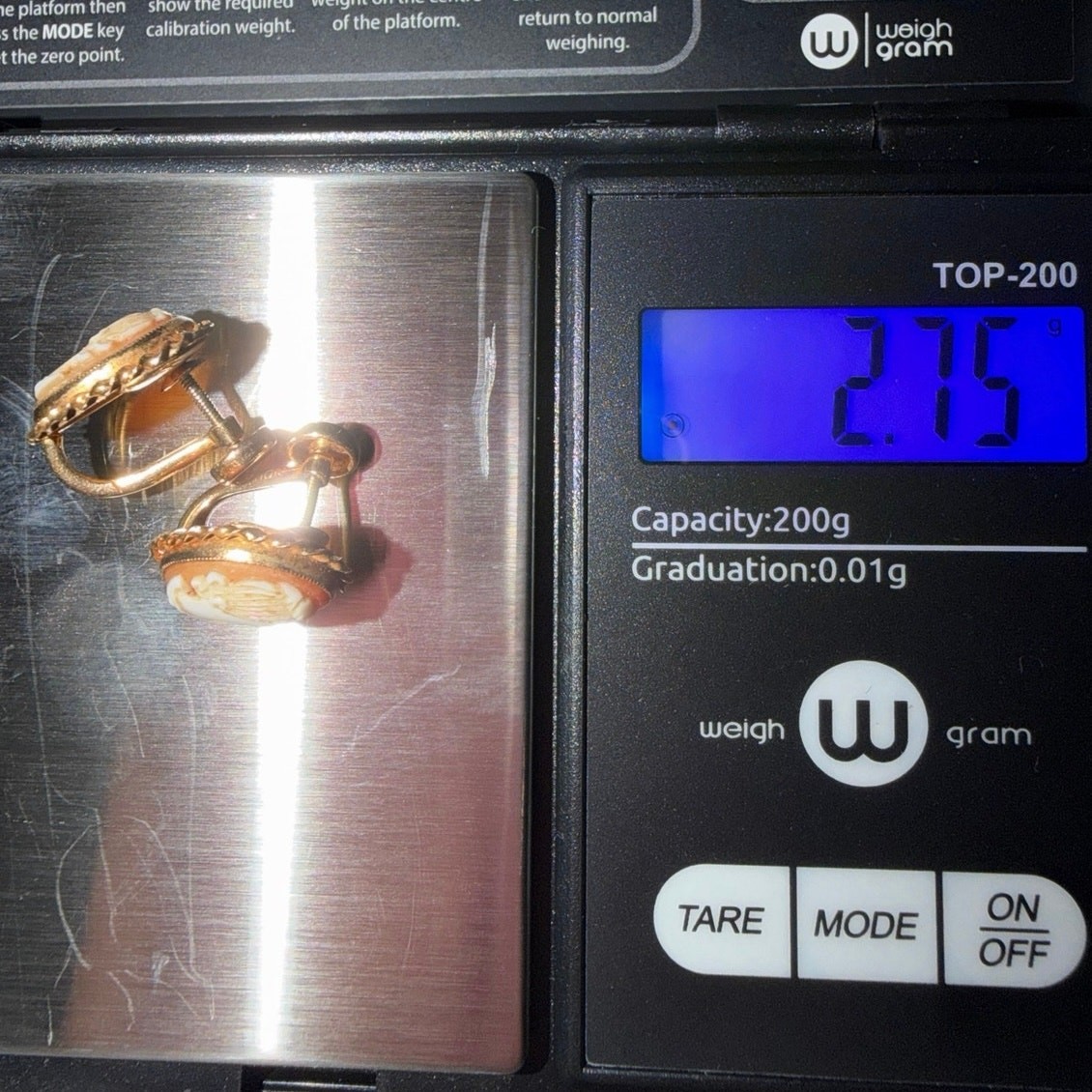 Vintage 10K Gold Cameo Screw Back Earrings Classical Lady Portrait Estate BDA